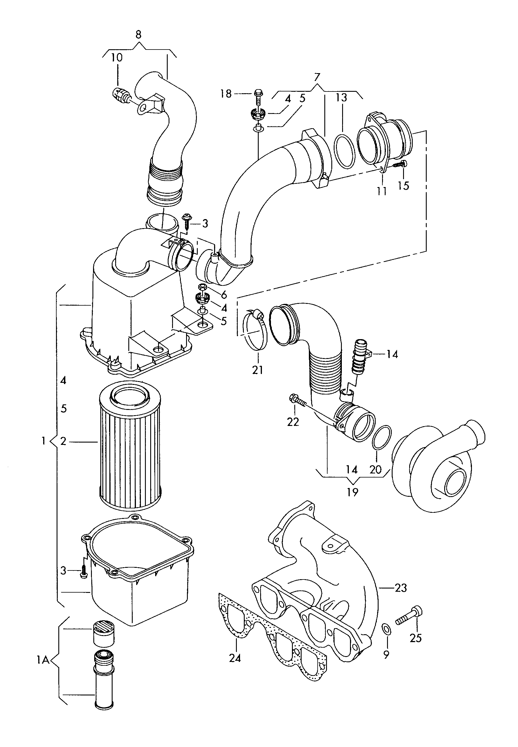Luftfilter mit Anschluss-
teilen; Saugstutzen - Lupo / Lupo 3L TDI(LU)  