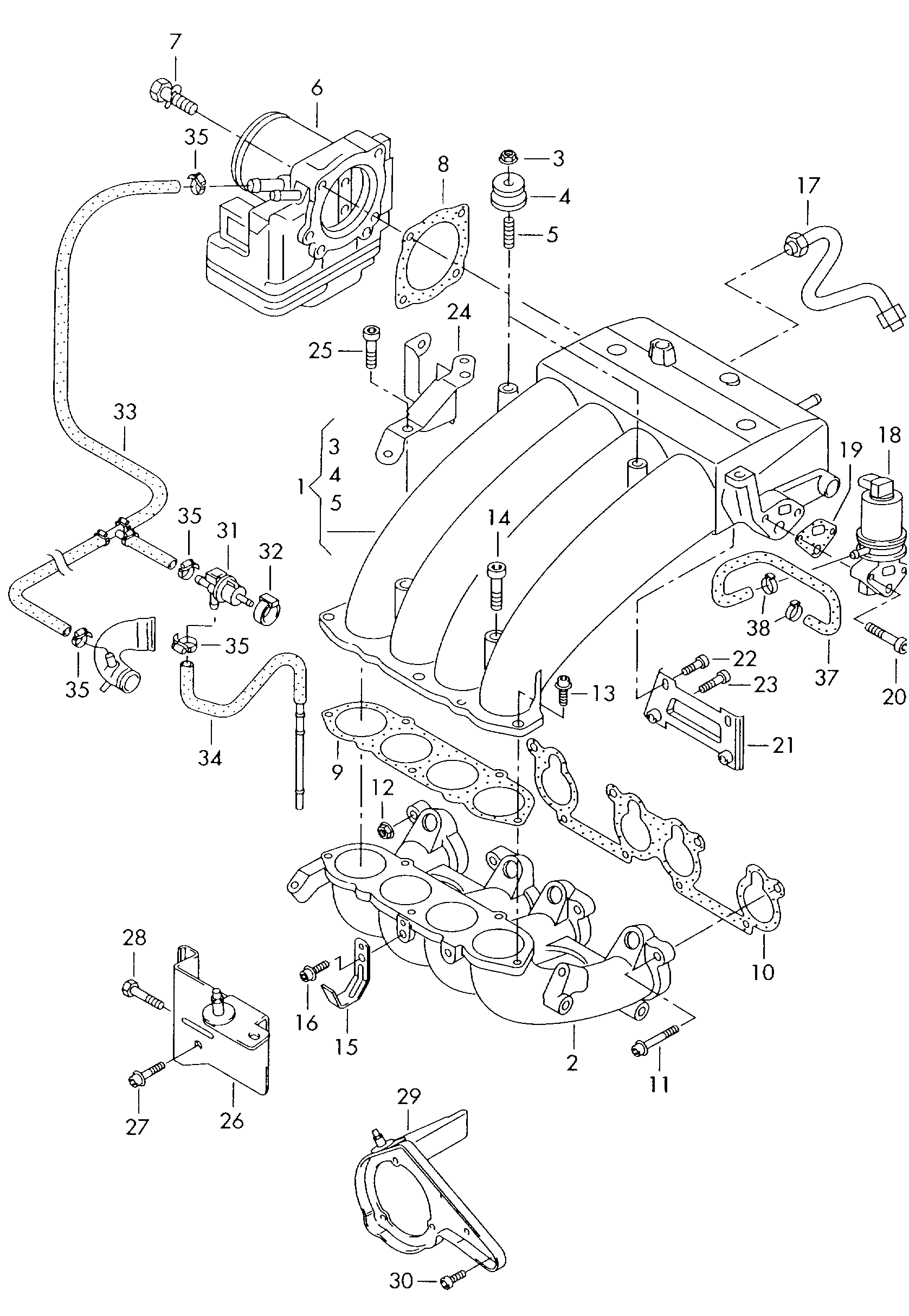 Ansauganlage; Unterdruckanlage; Abgasrueckfuehrung - Alhambra(AL)  
