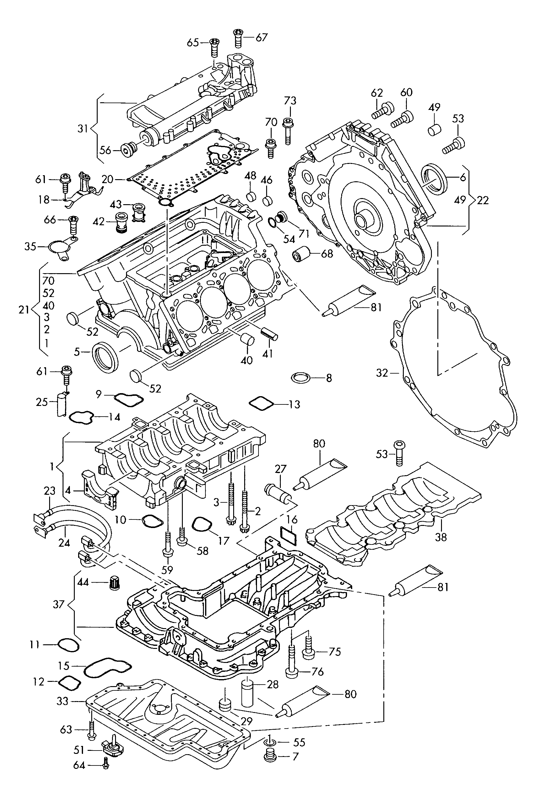 oil sump; sealing flange; cylinder block - Audi A6 allroad quattro(A6AR)  