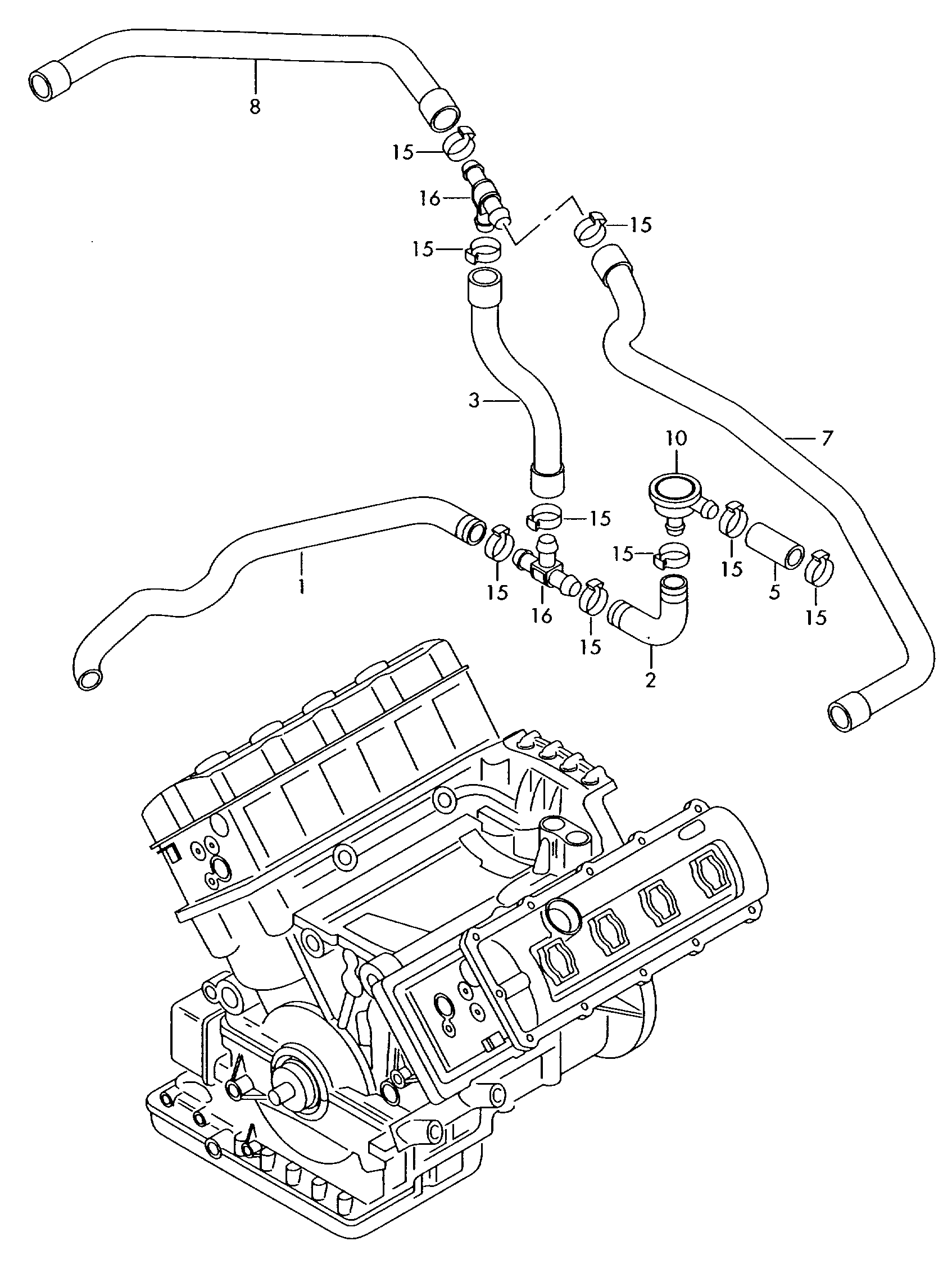 Вентиляция для блока цилиндров - Audi A4/S4/Avant quattro(A4Q)  