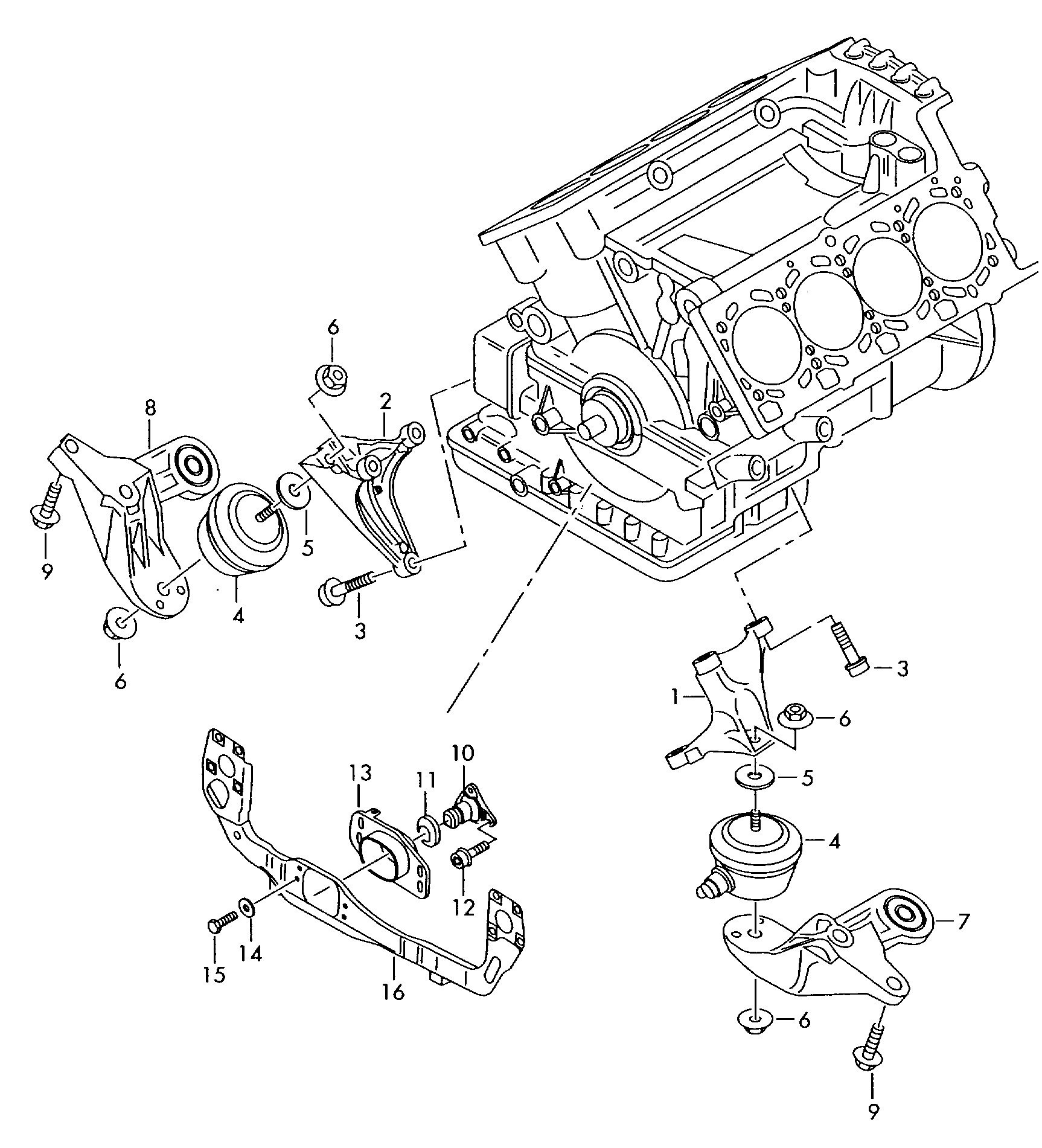 pieces de fixation p. moteur - Audi A4/Avant(A4)  