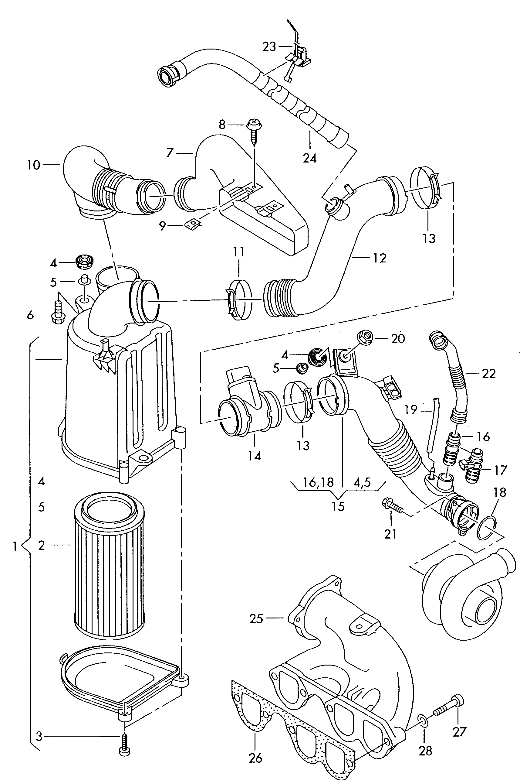 air filter with connecting
parts; intake connecti... - Audi A2(A2)  