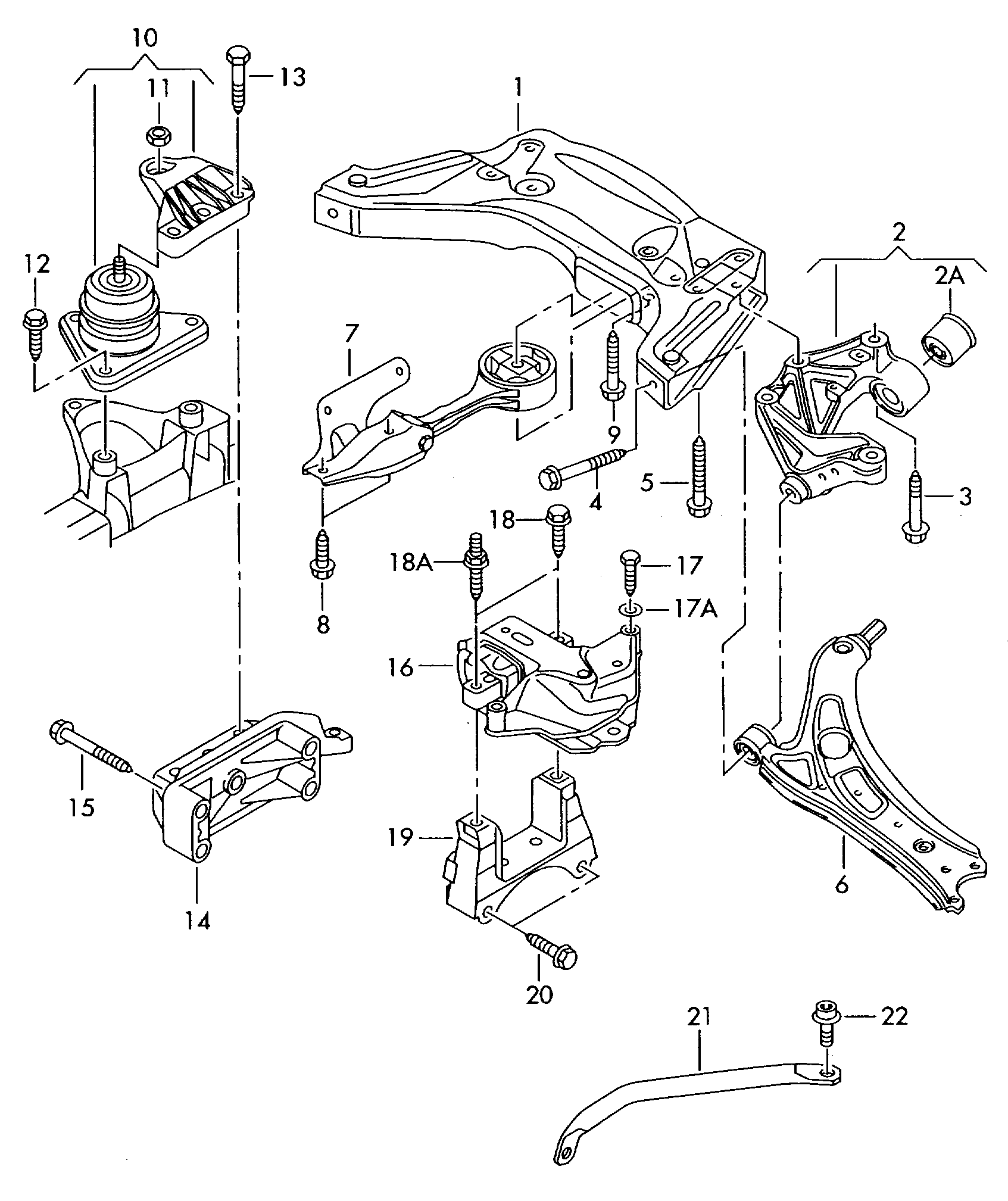 Детали крепления для двигателя
и КП - Audi A2(A2)  