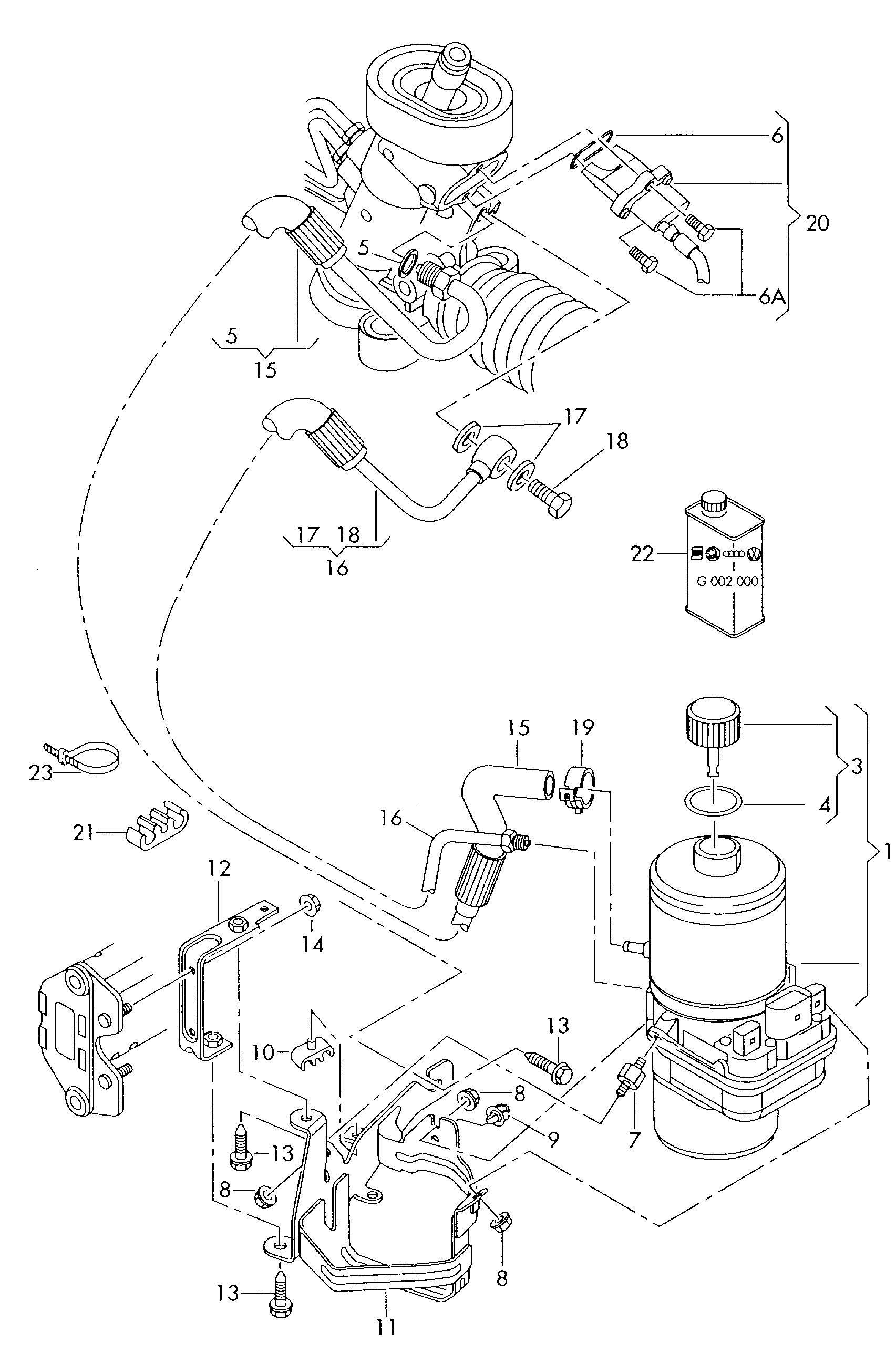oil container and connection
parts, hoses - Audi A2(A2)  