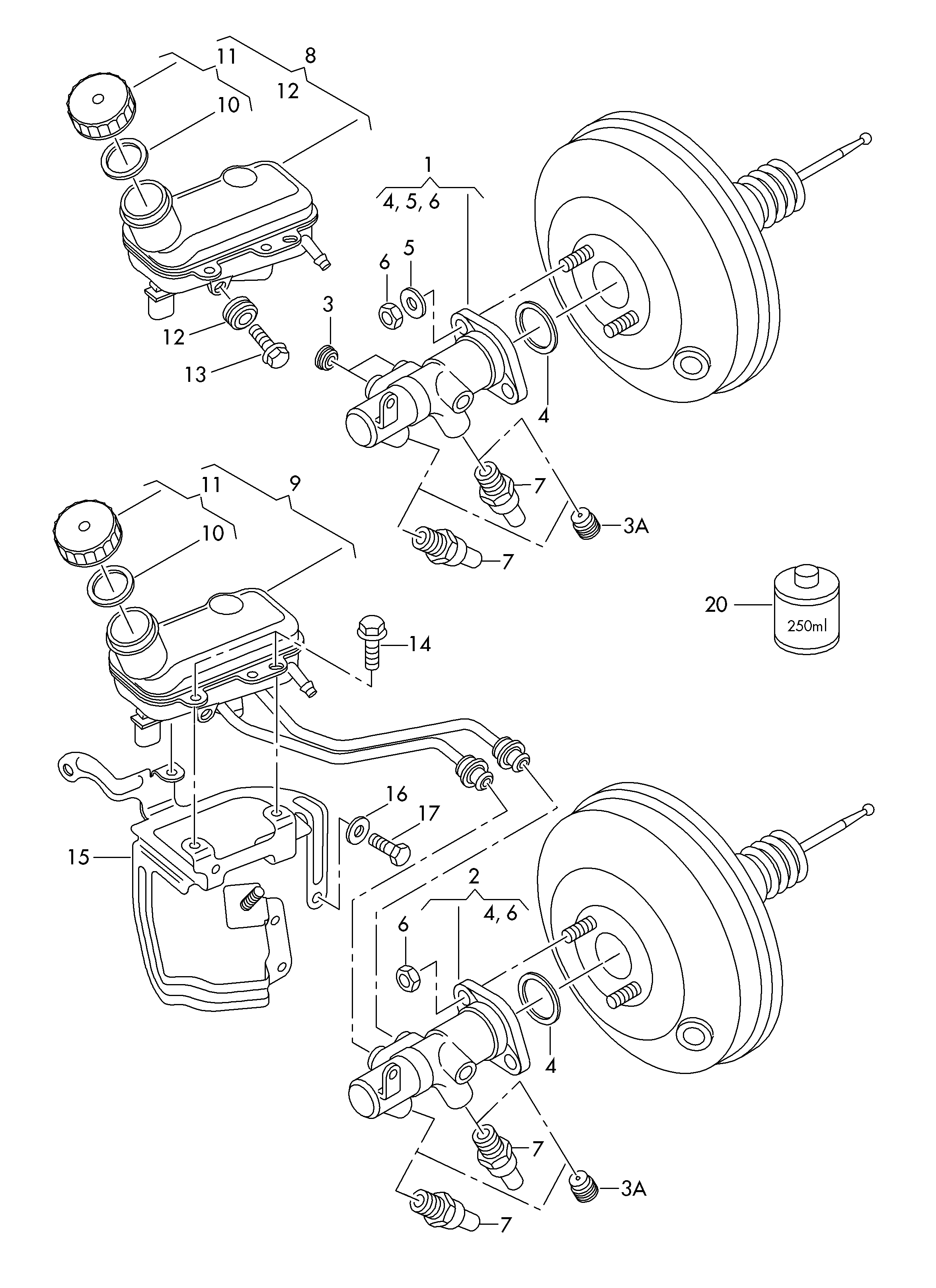 cilindro principale freni; serbatoio compensazione - Audi A2(A2)  