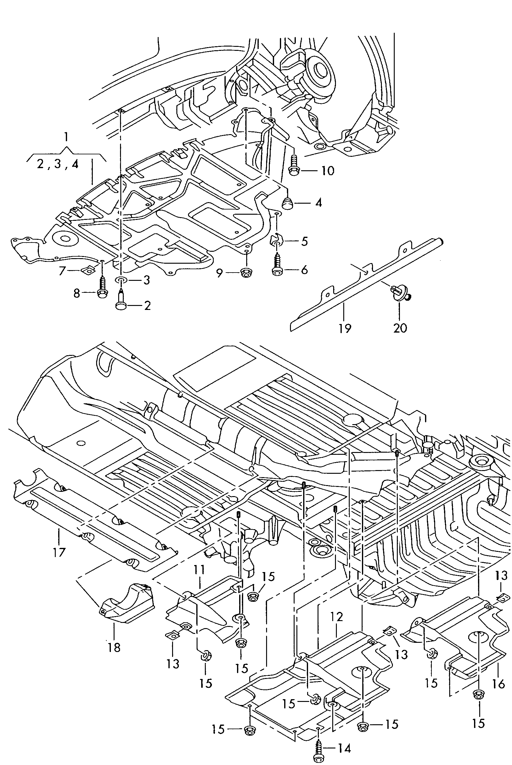 Шумоизоляция; Облицовка для пола и
колесной арки - Audi A2(A2)  