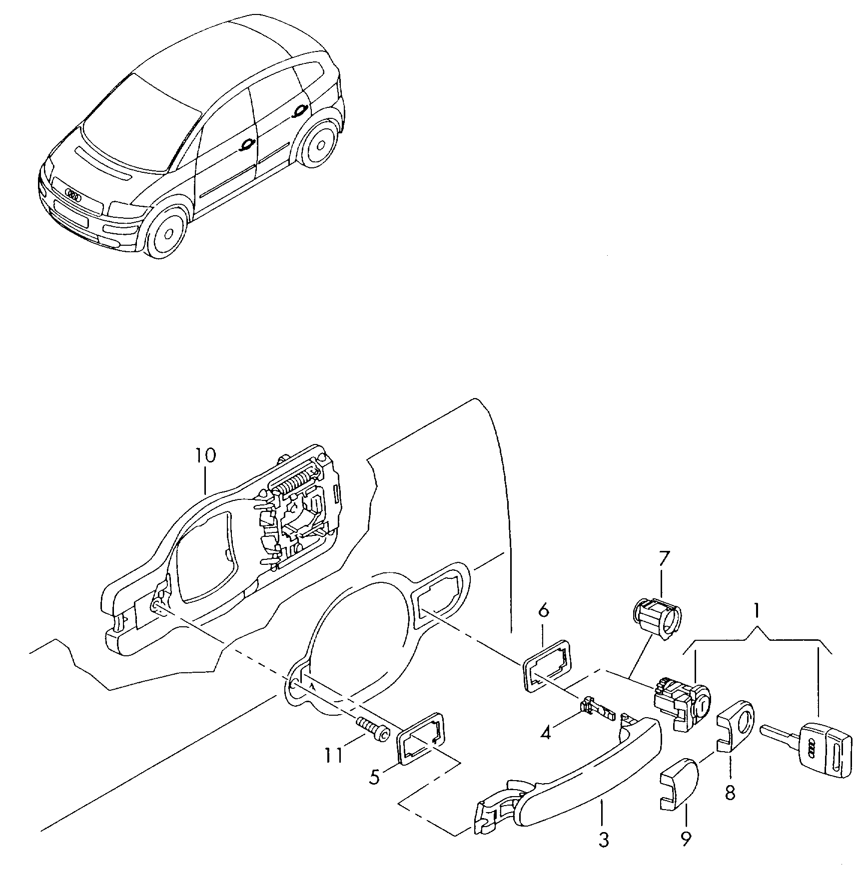 klamka zewnetrzna - Audi A2(A2)  