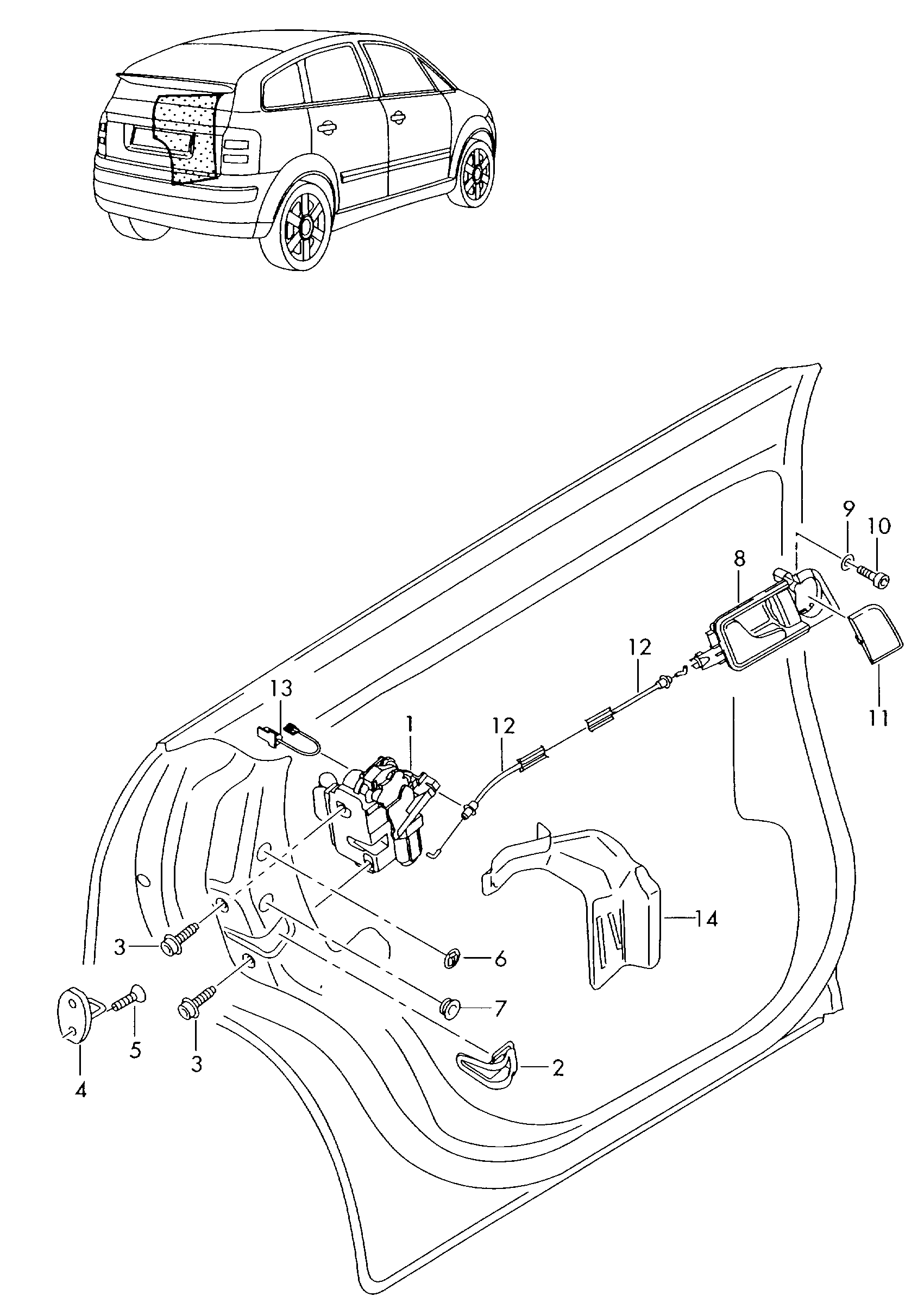 inner actuator; door lock - Audi A2(A2)  