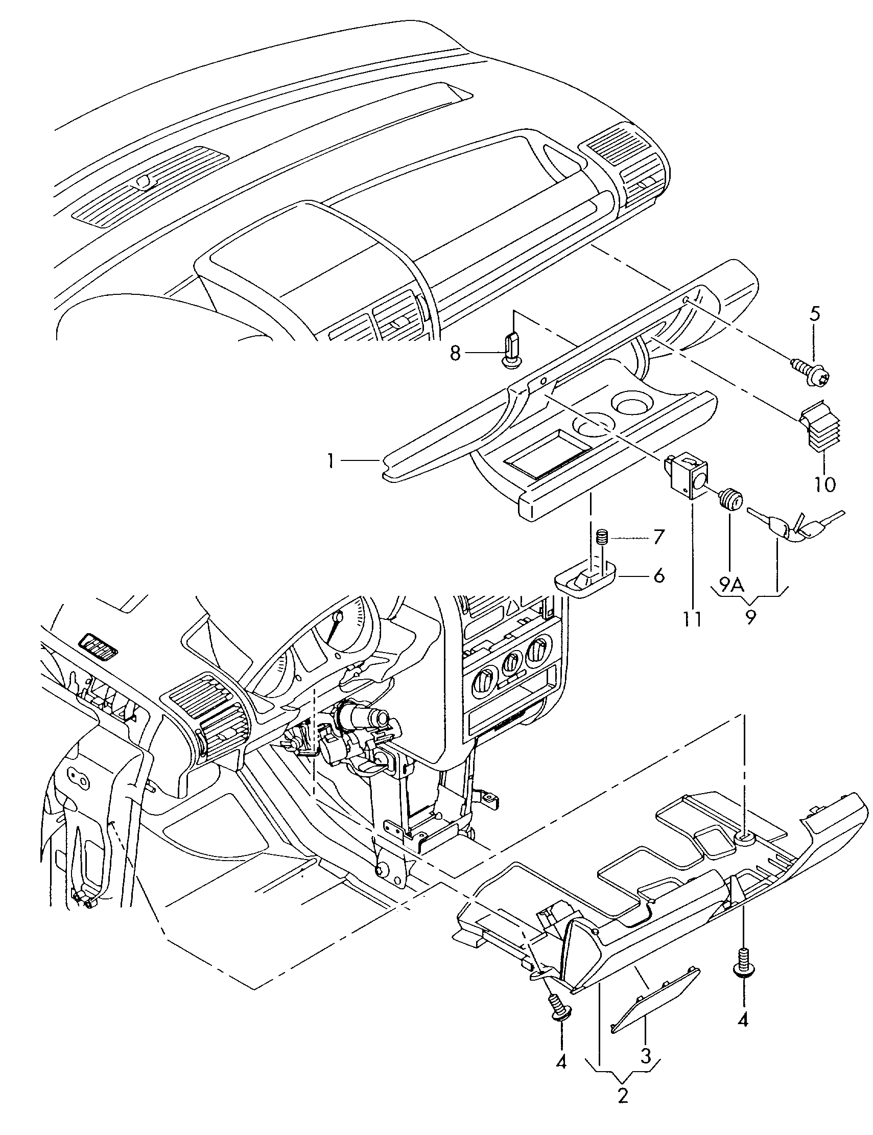 Вещевой ящик; Вещевое отделение - Audi A2(A2)  
