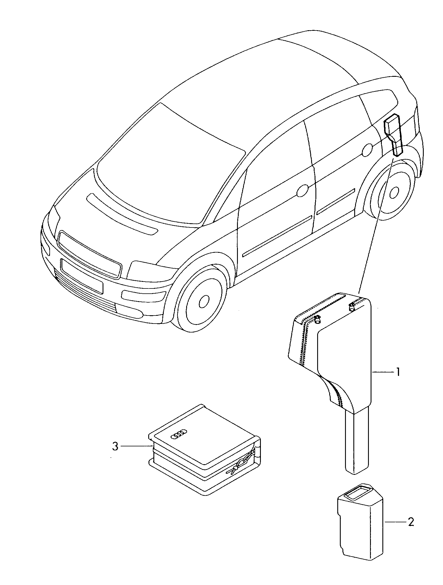 first aid kit; warning triangle; cd bag - Audi A2(A2)  