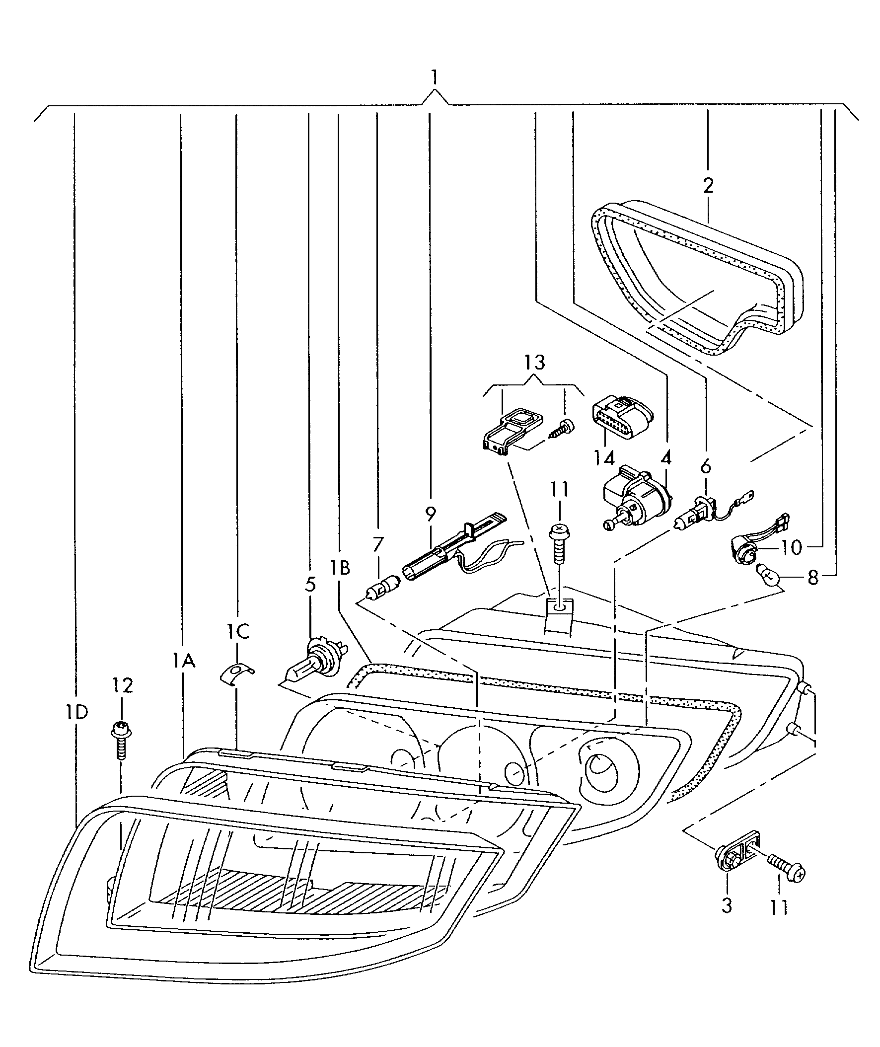 projecteur halogene - Audi A2(A2)  