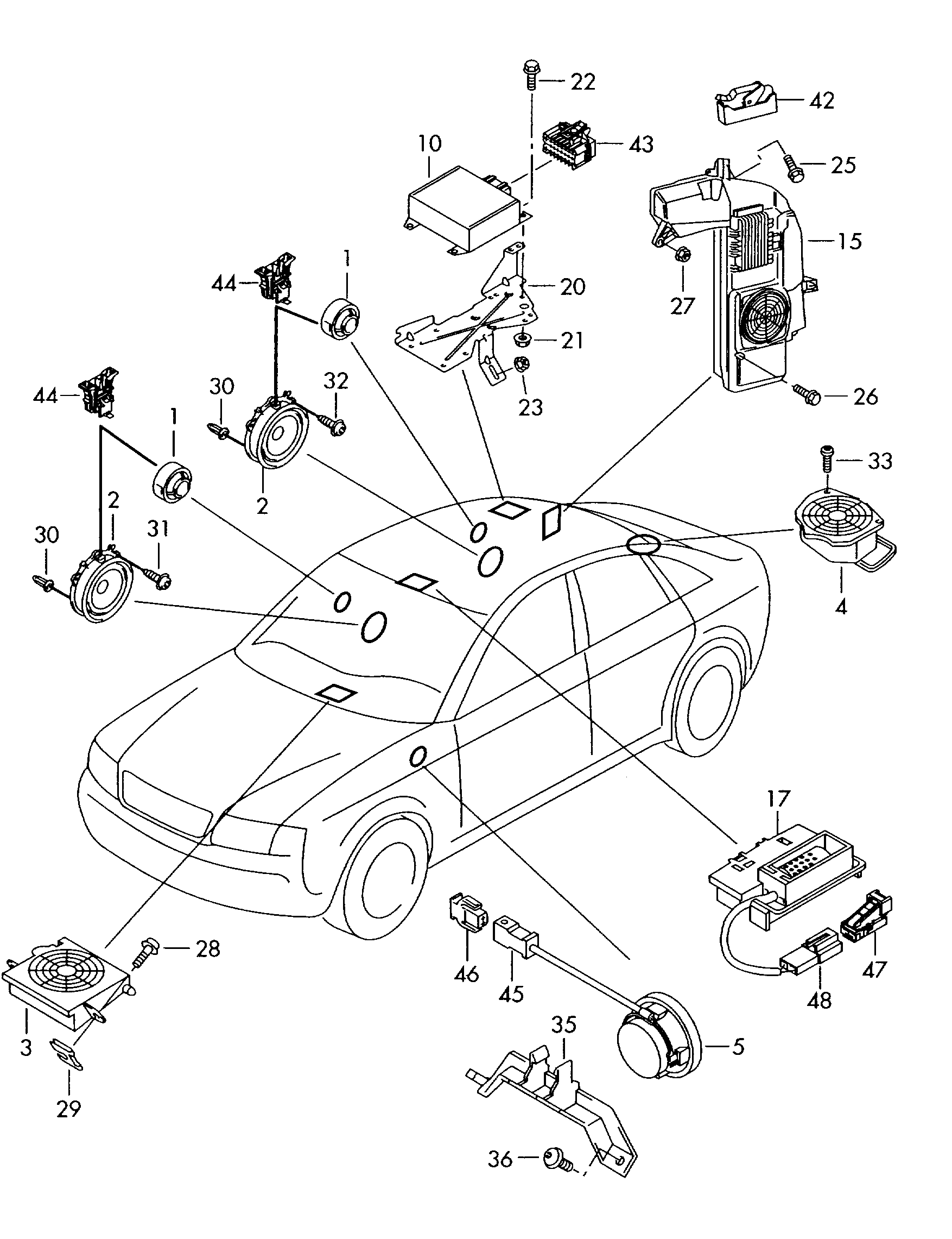 attachment parts for
loudspeaker - Audi A4/Avant(A4)  