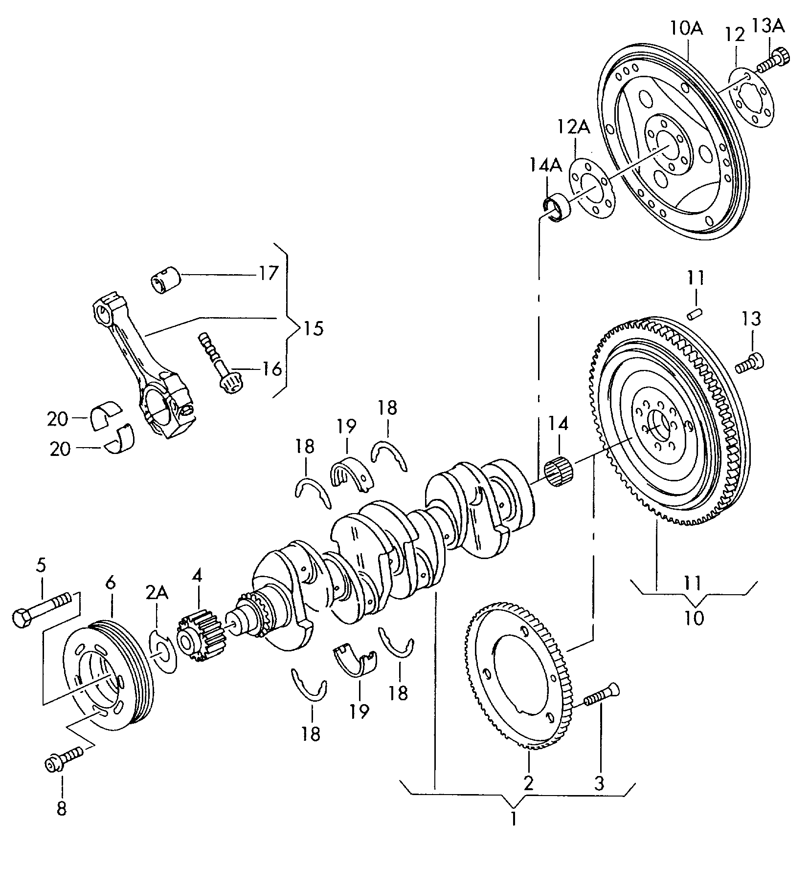 crankshaft; conrod; bearings - Audi A6/Avant(A6)  