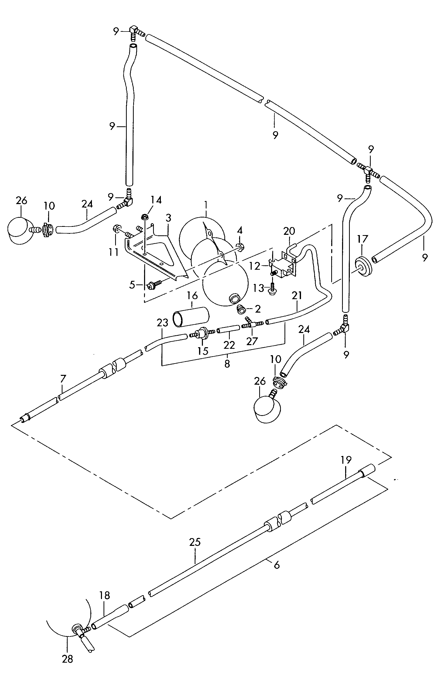 vacuum system; for rear muffler - Audi A4/Avant(A4)  