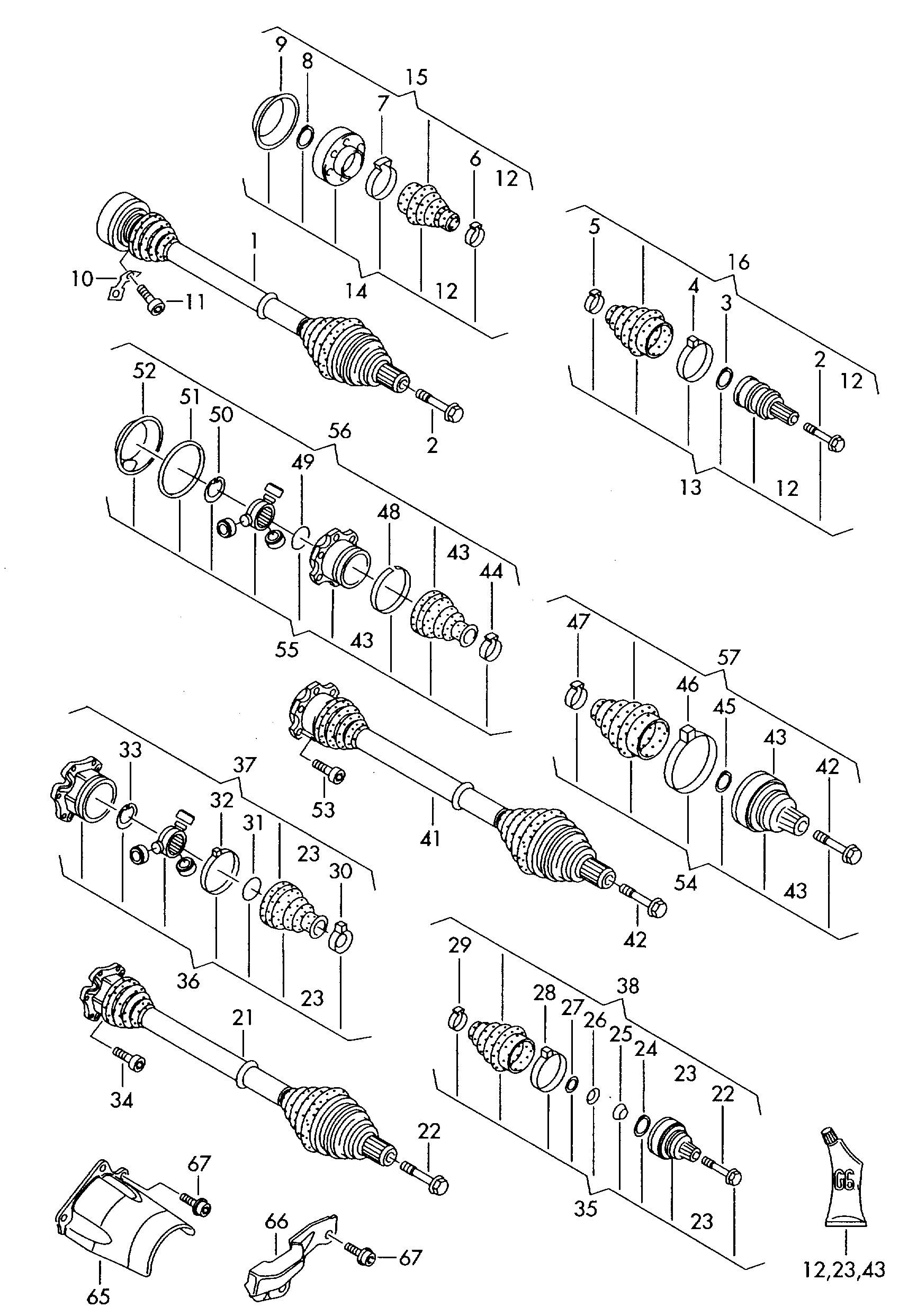 arbre de transmission; p. bv mecanique; p. lettres... - Audi A4/Avant(A4)  