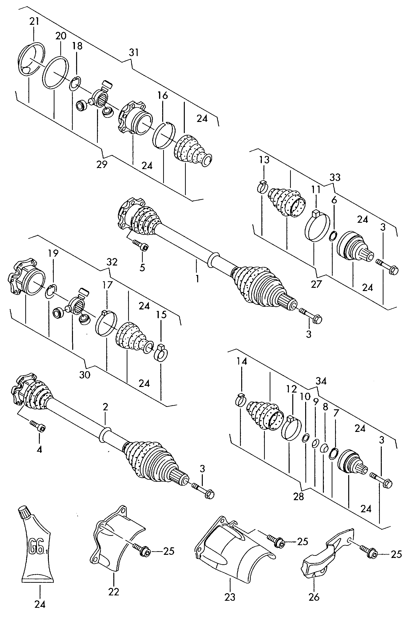 kloubovy hridel; pro mechanickou prevodovku - Audi A4/Avant(A4)  