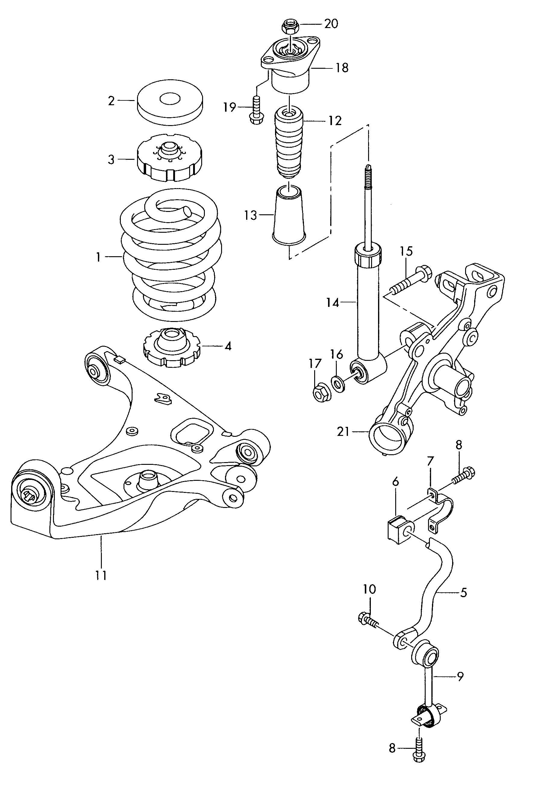 suspension; anti-roll bar; shock absorbers - Audi A4/Avant(A4)  