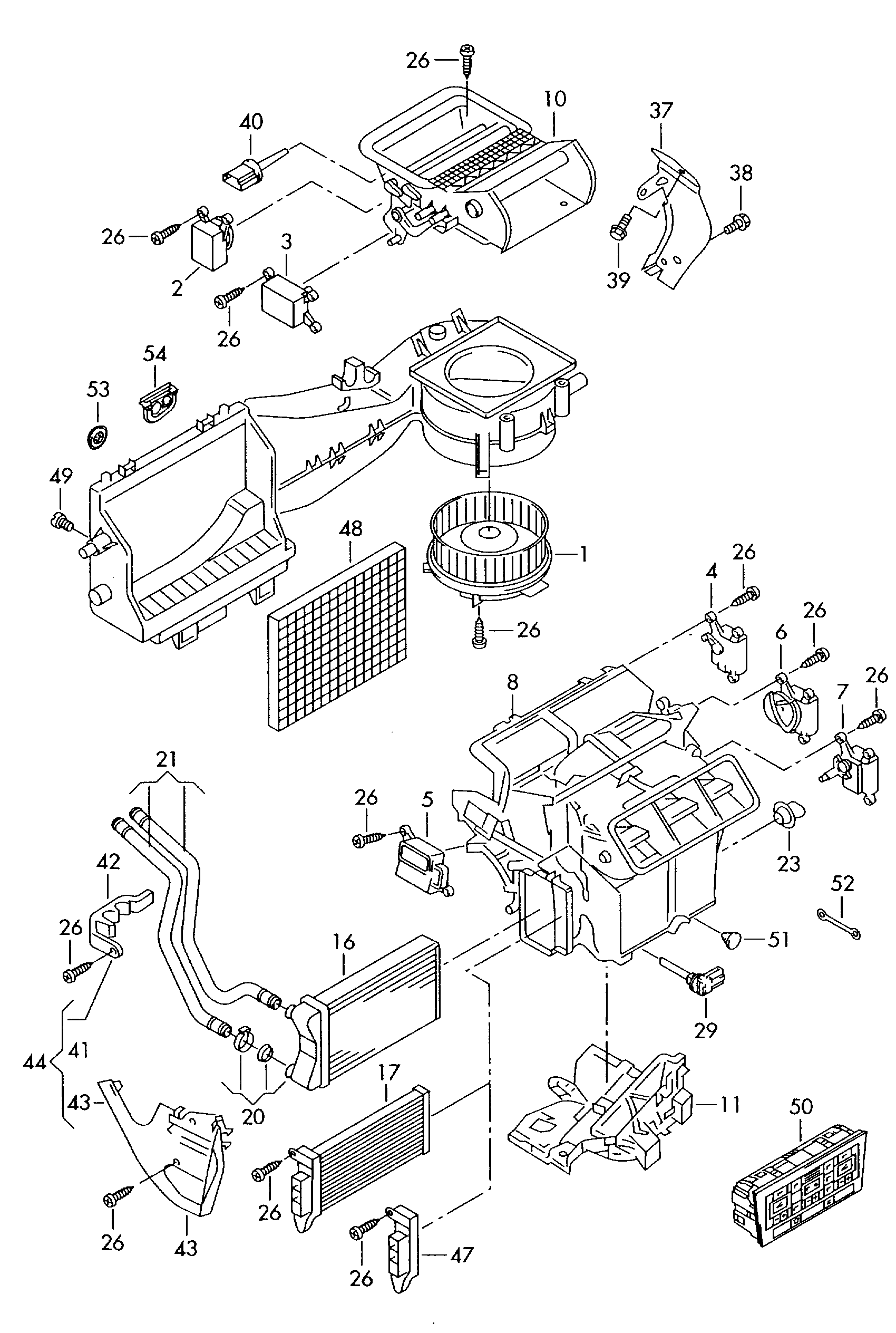 Отопитель с регулированием
вентиляции и отопления - Audi A4/Avant(A4)  