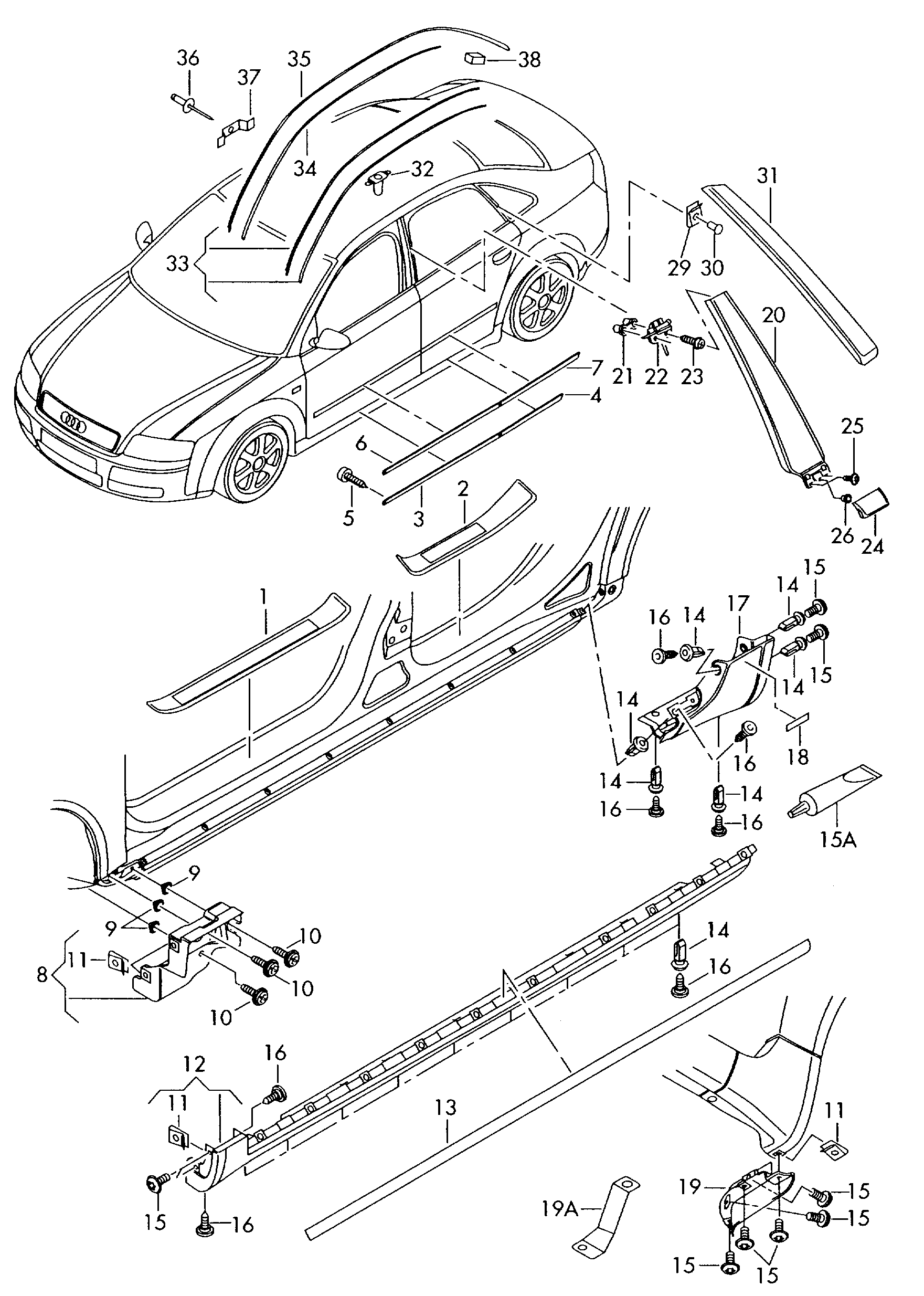 modanature e coperture
per parafanghi, porte
e f... - Audi A4/Avant(A4)  