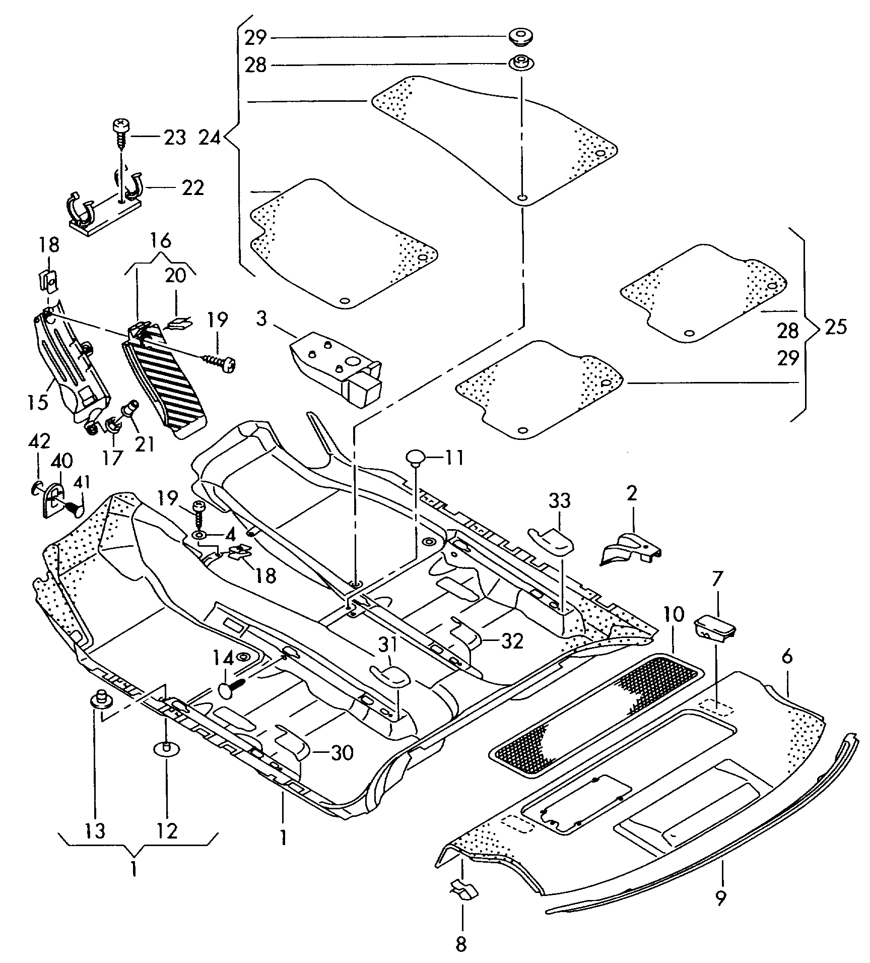 wykladziny podlogi; wykładzina blachy tylnej
. - Audi RS4/Avant quattro(RS4)  