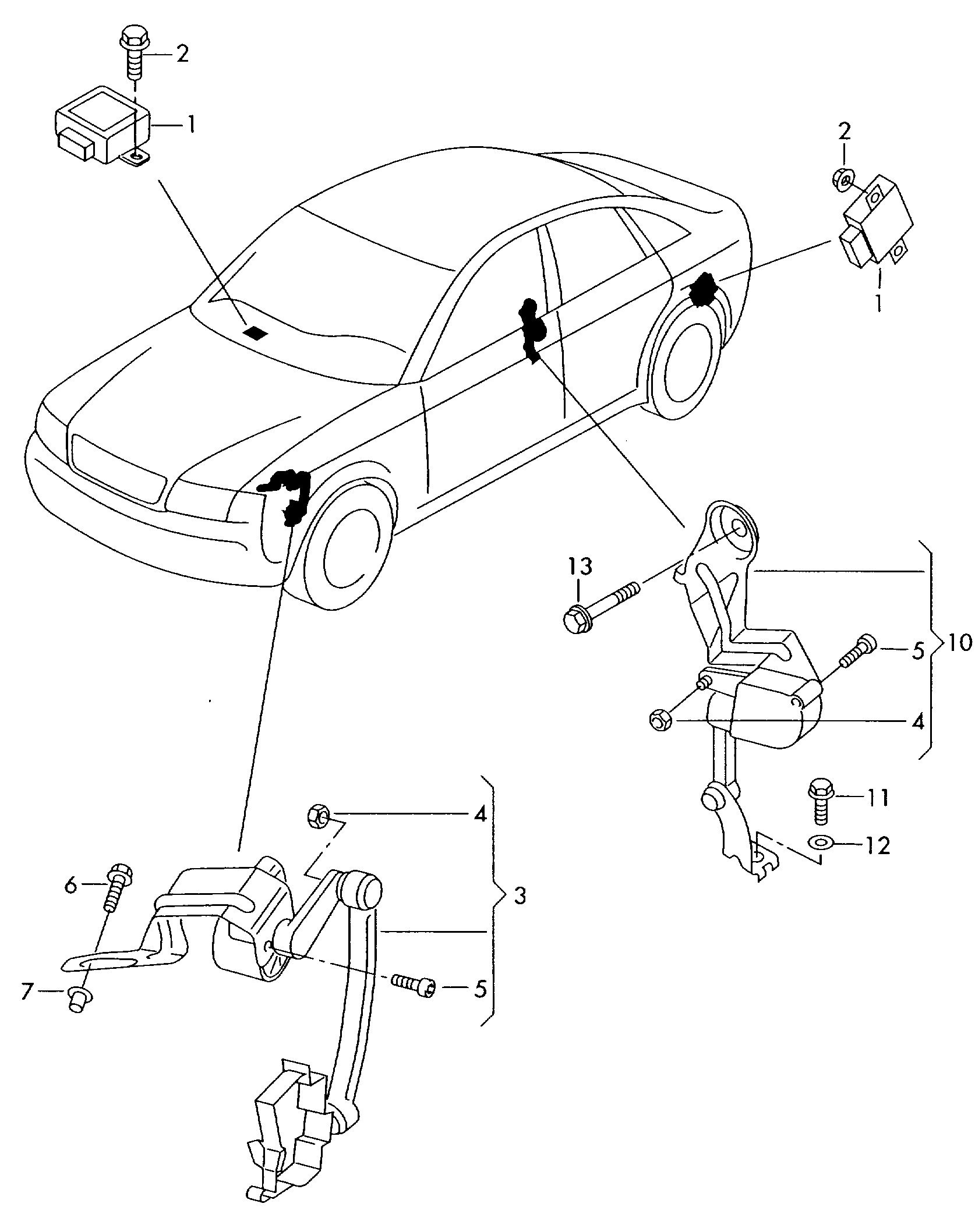 大灯照明距离调节装置 - Audi A4/Avant(A4)  