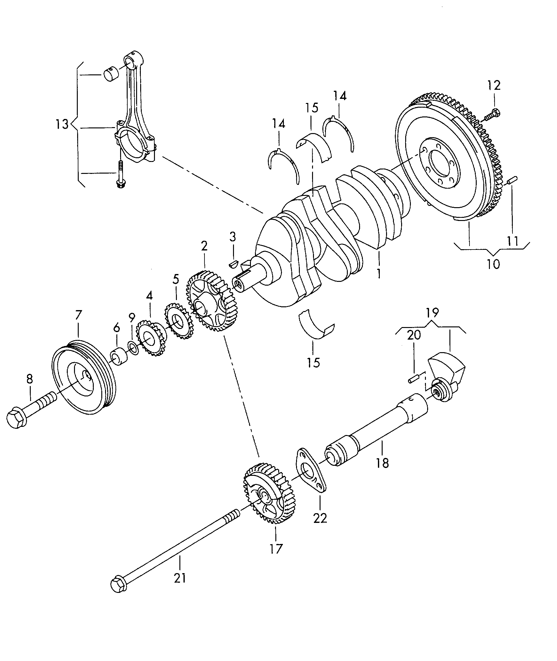 crankshaft; conrod; bearings; balancer shaft - Polo/Derby/Vento-IND(PO)  