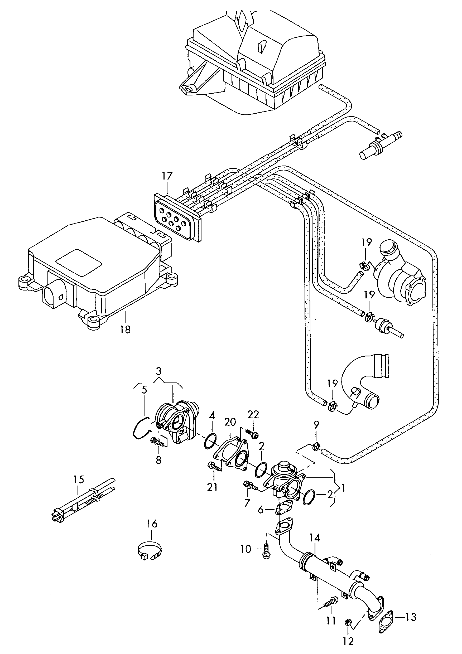impianto depressione; ricircolo gas di scarico - Audi A2(A2)  