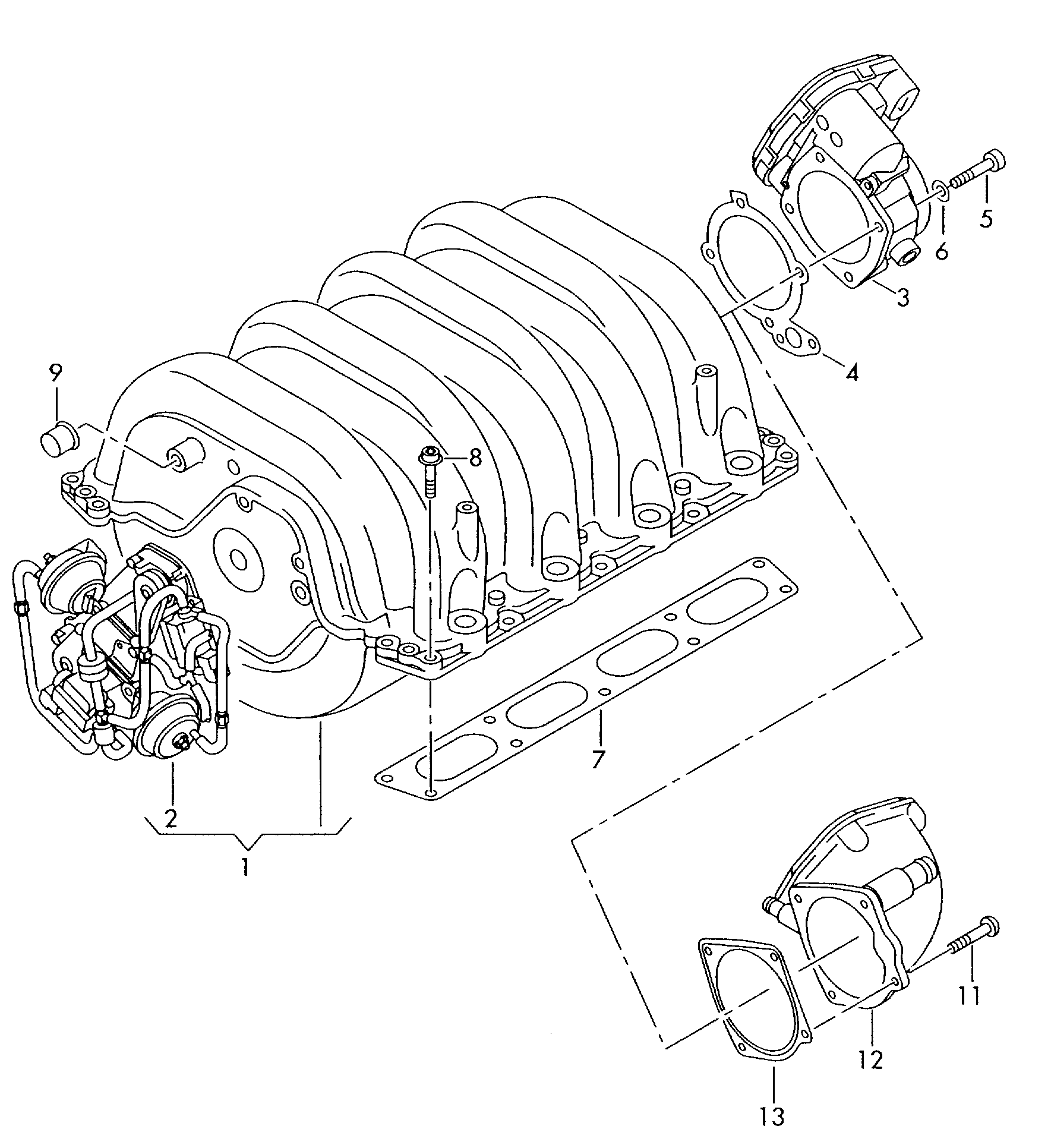 Воздухозаборная труба; Блок дроссельной заслонки - Audi A4/Avant(A4)  