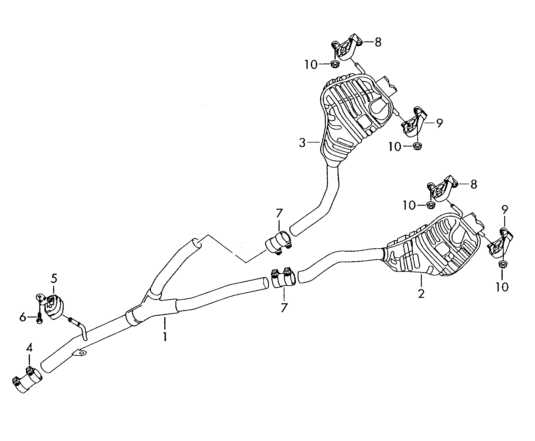 Mittelschalldaempfer; Nachschalldaempfer - Phaeton(PHAE)  