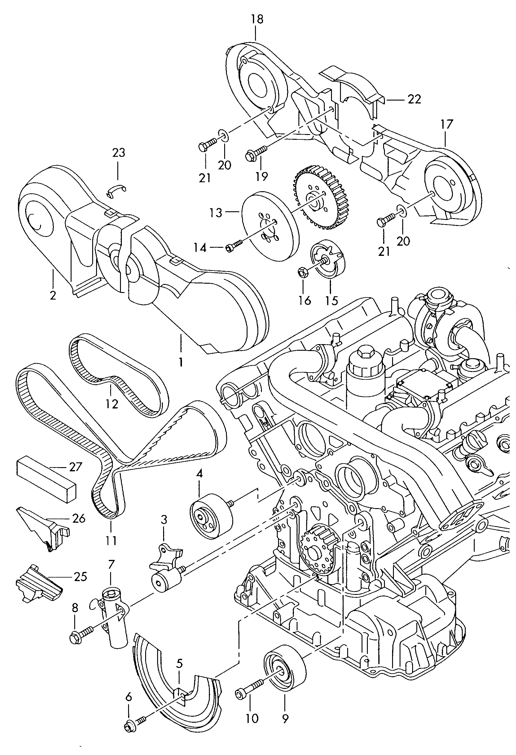 Pемень зубчатый; Защитный кожух ремня - Audi A4/S4/Avant quattro(A4Q)  