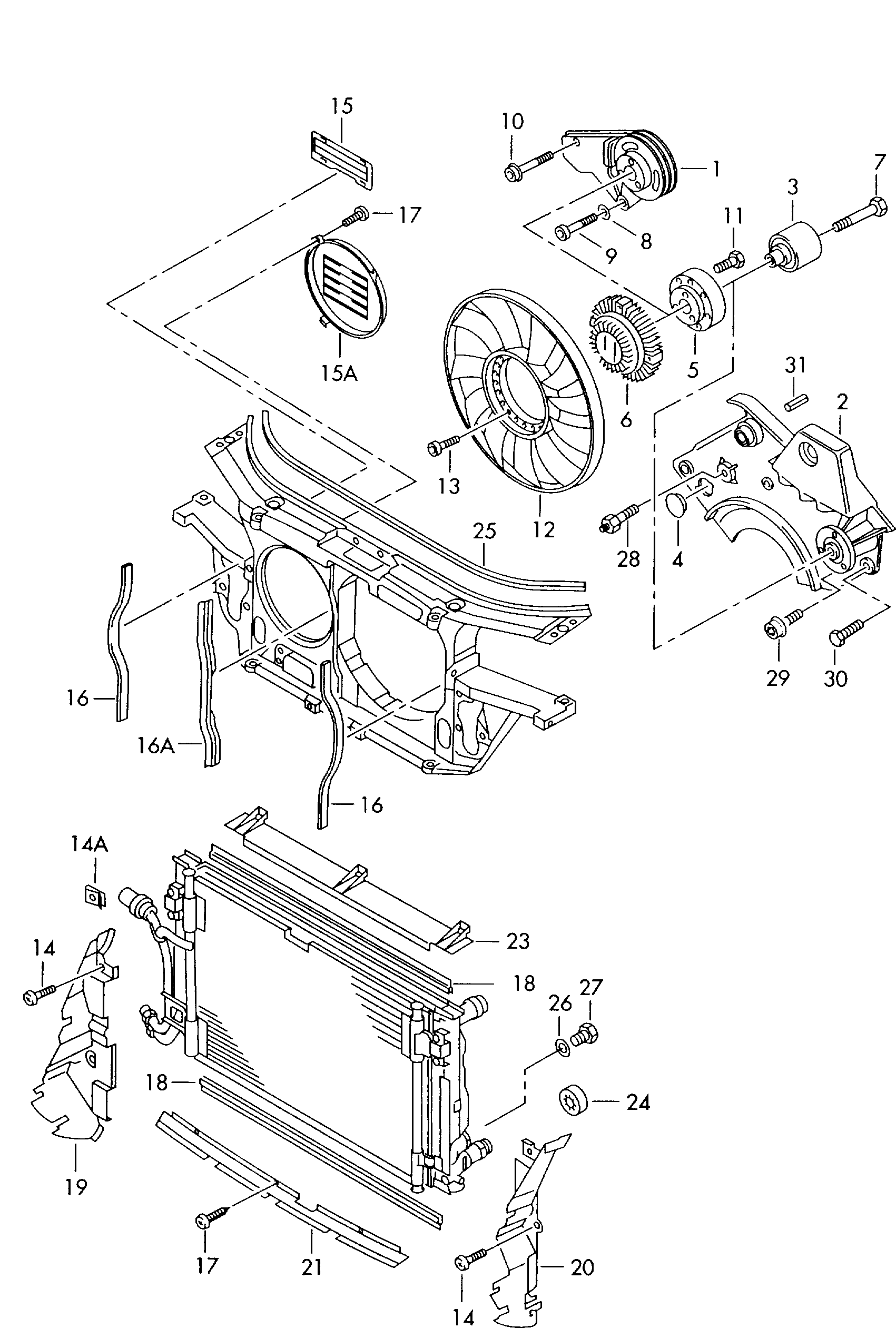空气导管; 电磁离合器风扇 - Audi A6/Avant(A6)  