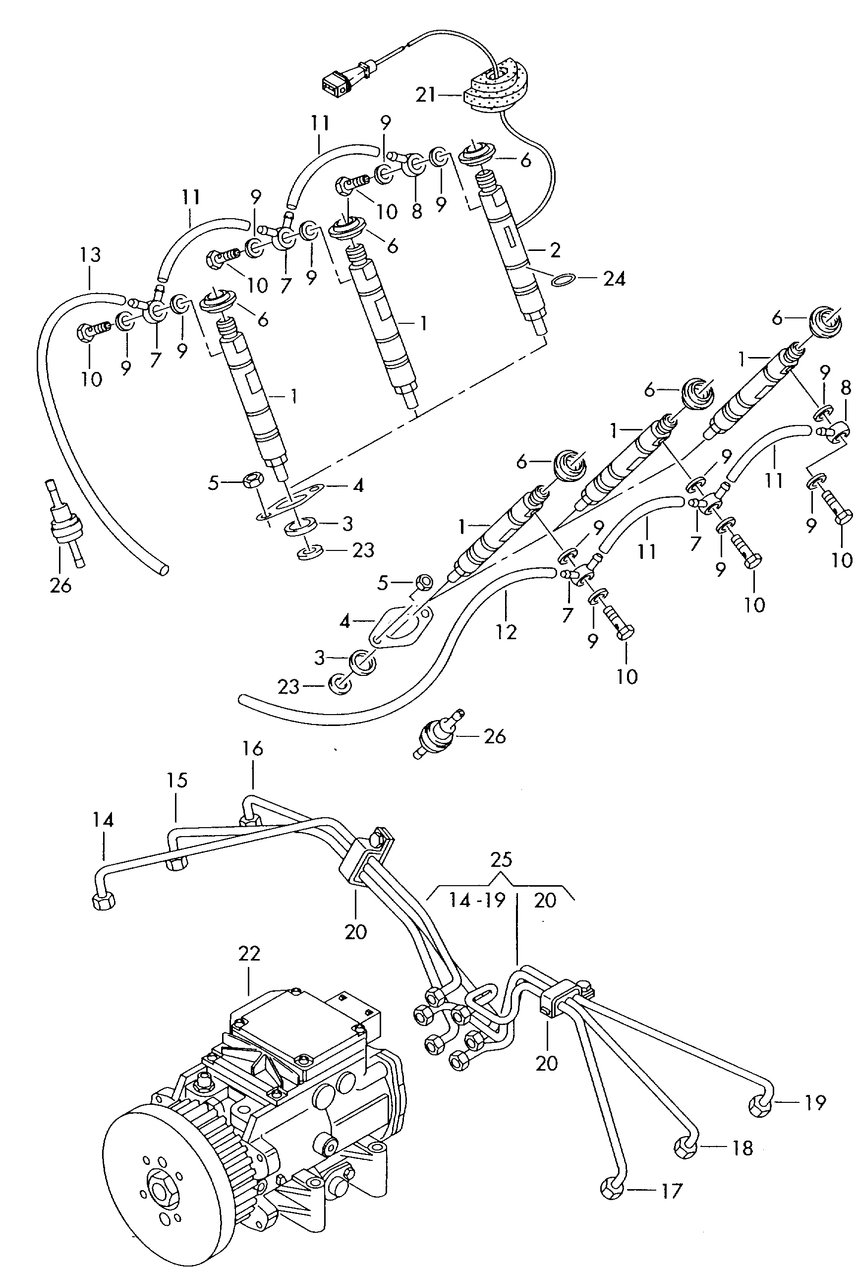 ugello iniettore; tubi della pressione - Audi A4/Avant(A4)  