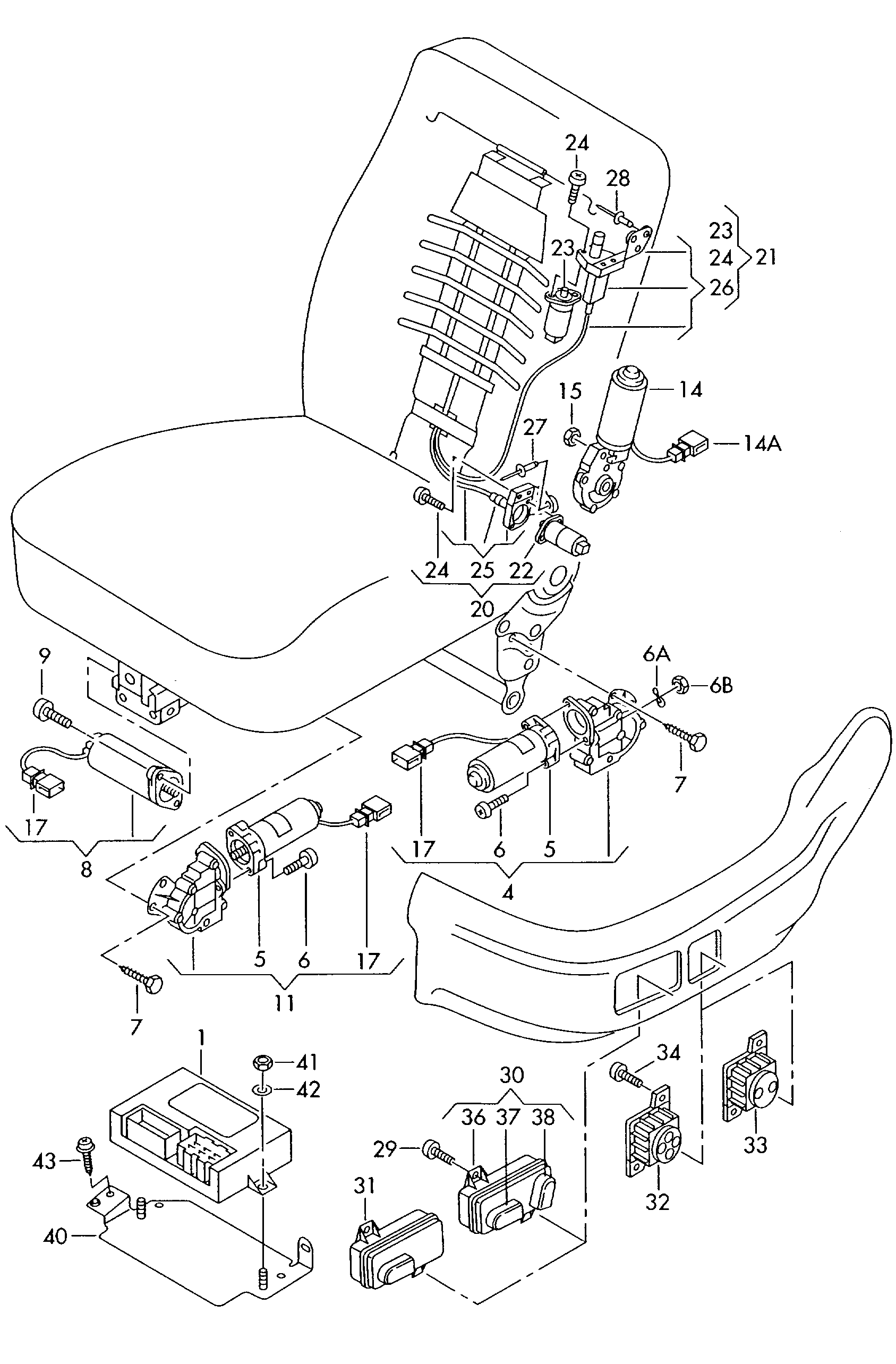 części elektryczne regulacji
sedziska i oparcia - Audi A6 allroad qu.(A6AR)  
