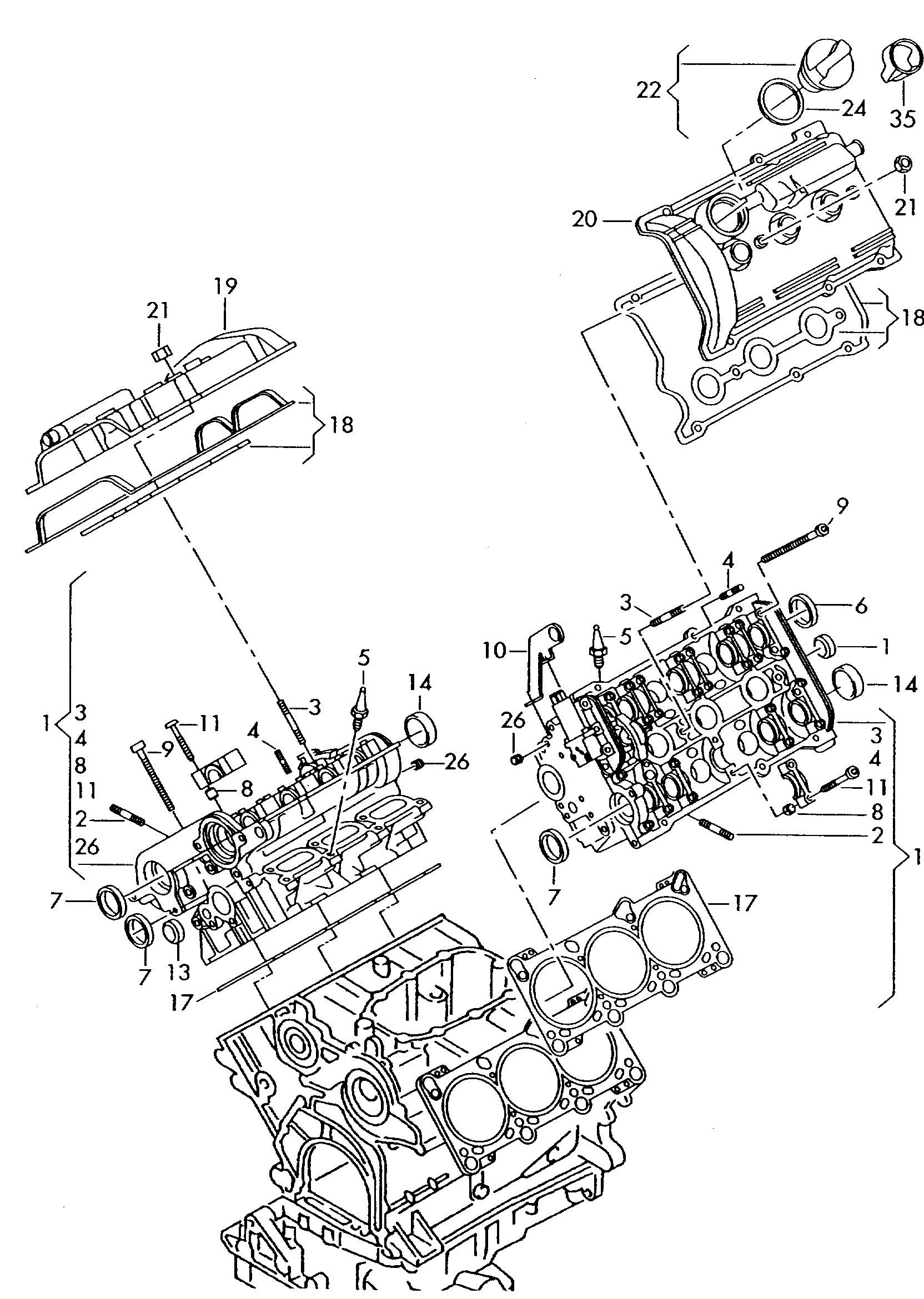 Zylinderkopf; Zylinderkopfhaube - Audi A4/S4 Cabrio./qu(AA4C)  