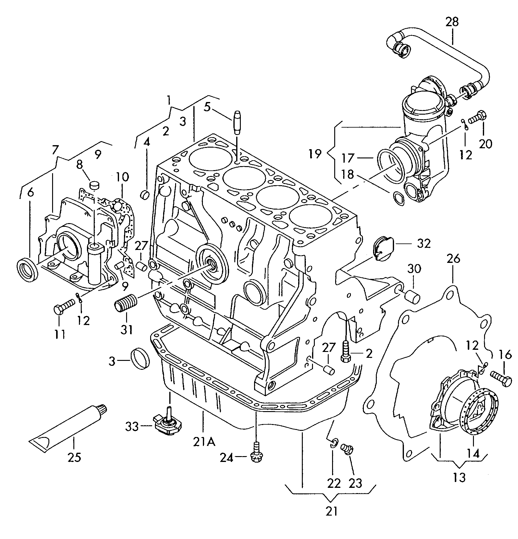 cylinder block with pistons; oil sump - Fabia(FAB)  