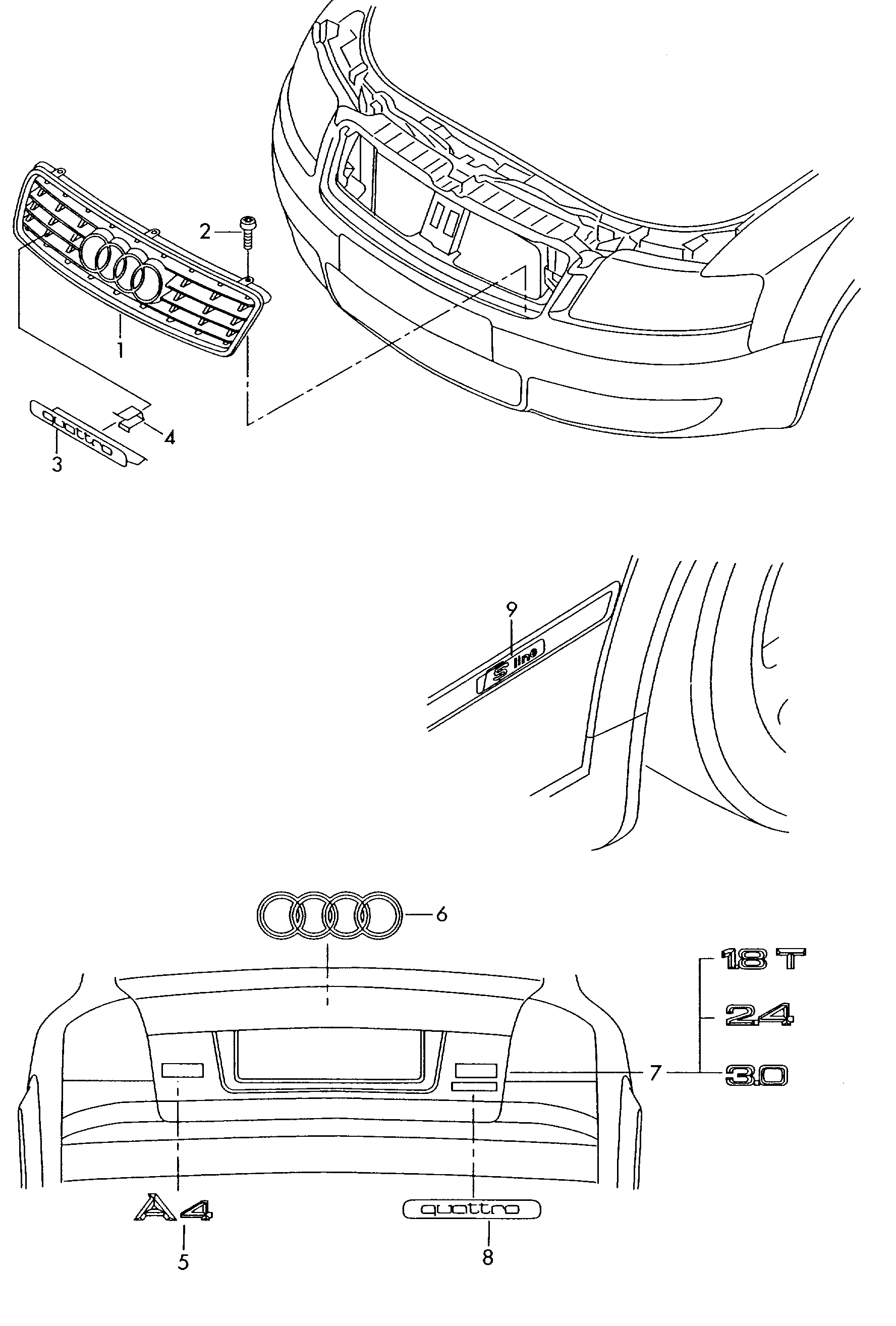 emblemen - Audi A4/S4 Cabrio./qu.(AA4C)  