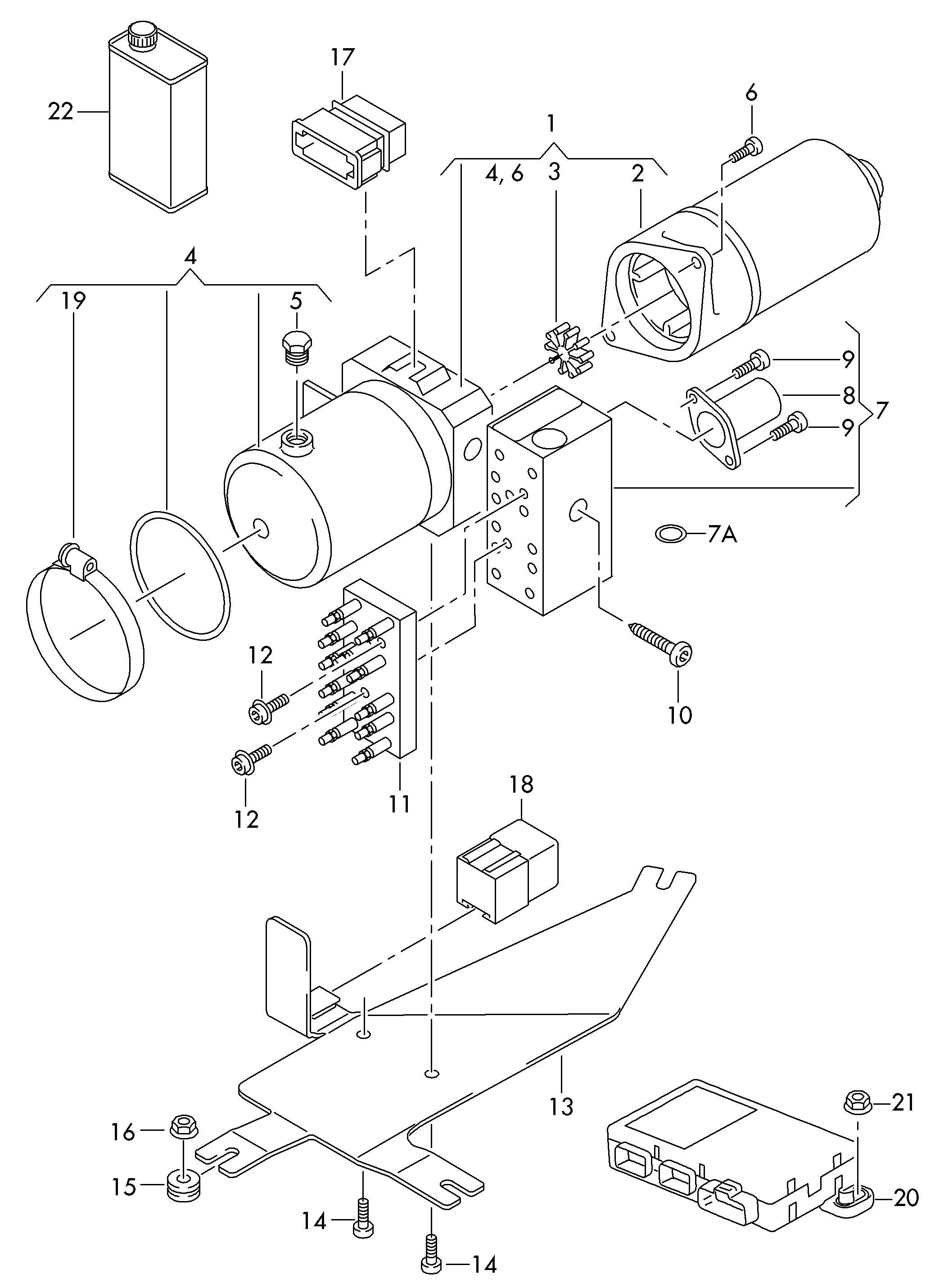 Hydraulikpumpe mit Elektro-
Motor; Steuergeraet - Audi A4/S4 Cabrio./qu.(AA4C)  