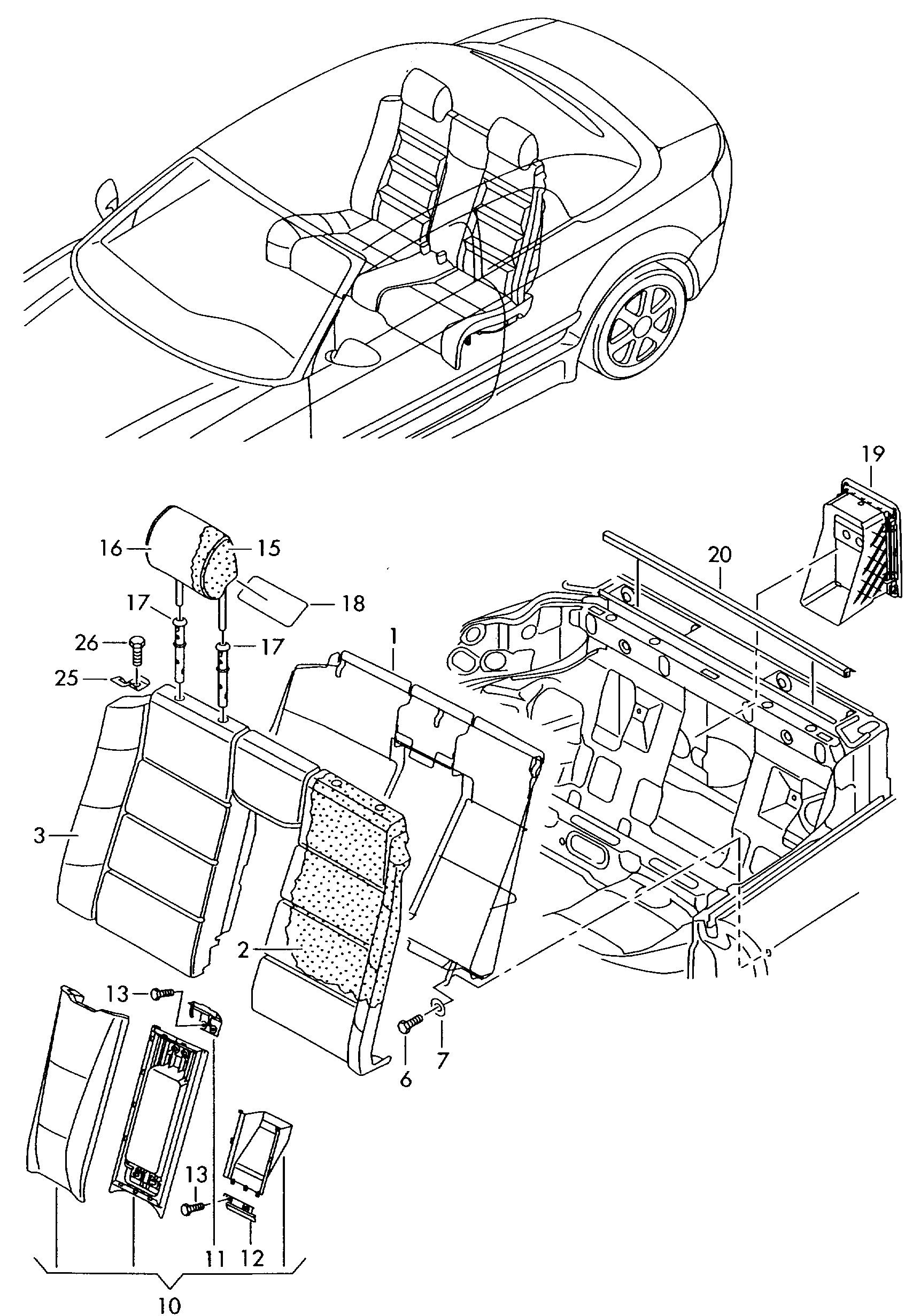 pieces detail; pour veh. avec siege enfant - Audi A4/S4 Cabrio./qu.(AA4C)  