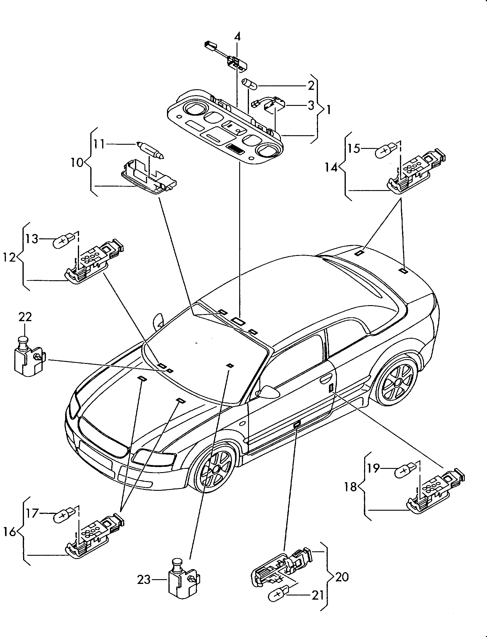 Ascherbeleuchtung - Audi A4/S4 Cabrio./qu.(AA4C)  