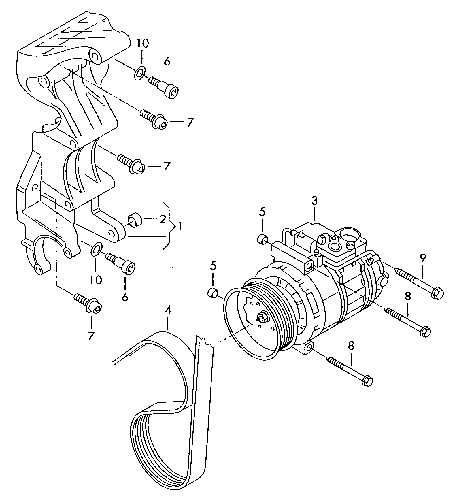 compresseur de climatiseur; pieces de fixation et ... - Audi Q7(AQ7)  