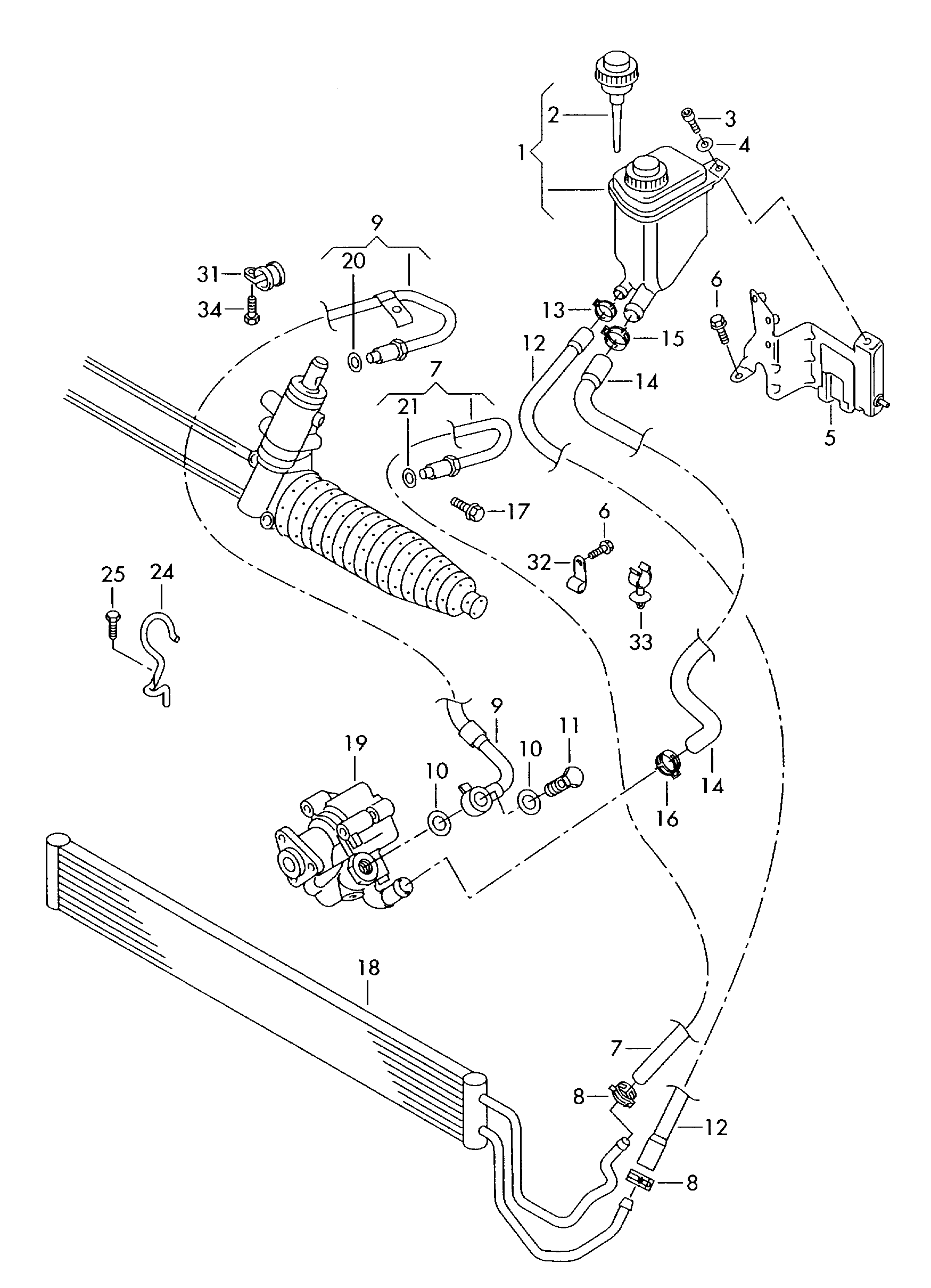 oil container and connection
parts, hoses - Touareg(TOUA)  