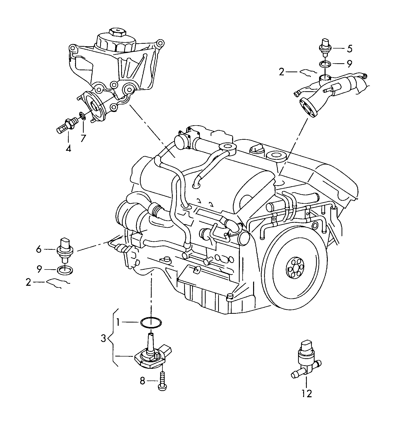 schakelaar en sensor op motor
en versnellingsbak - Audi A6/Avant(A6)  