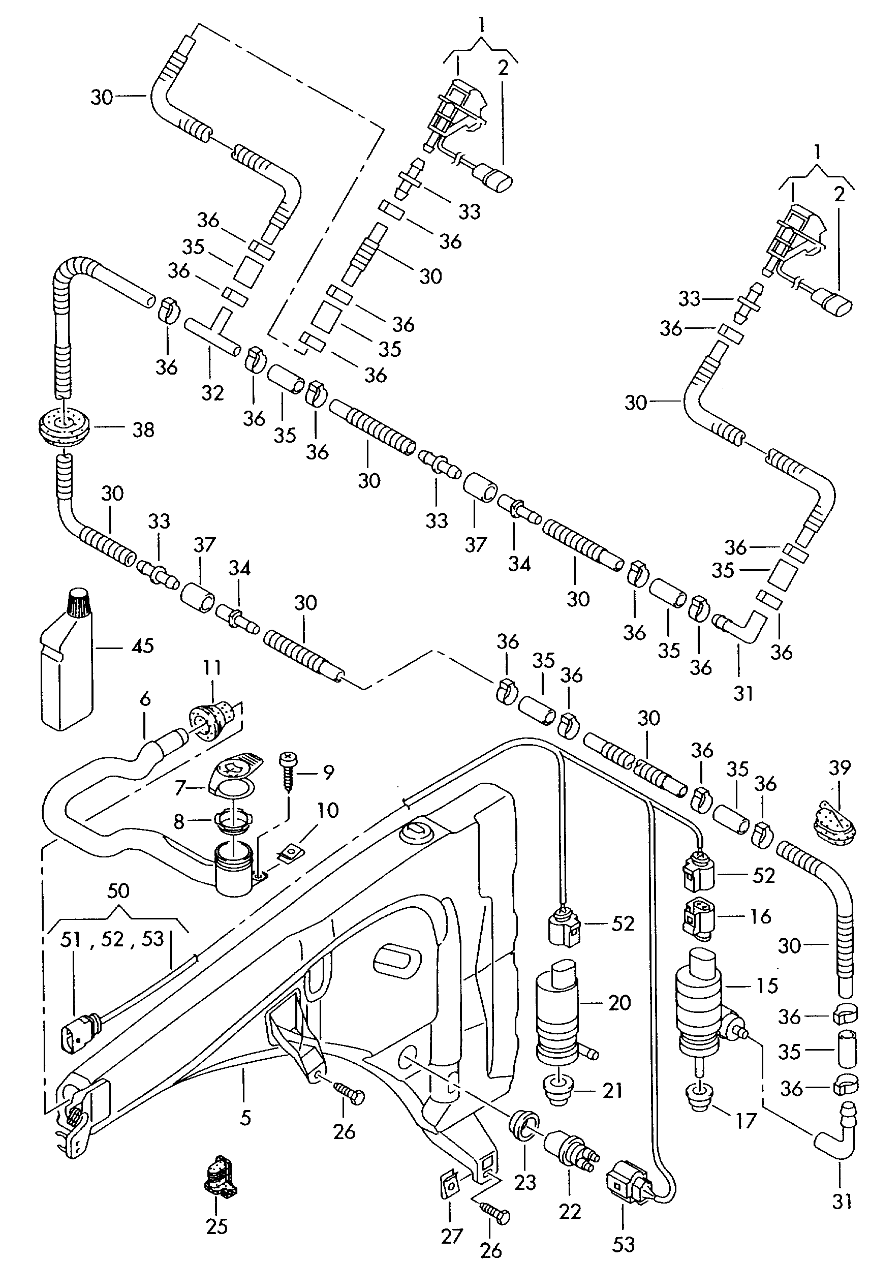 adapter cable loom; fluid reservoir - Touareg(TOUA)  