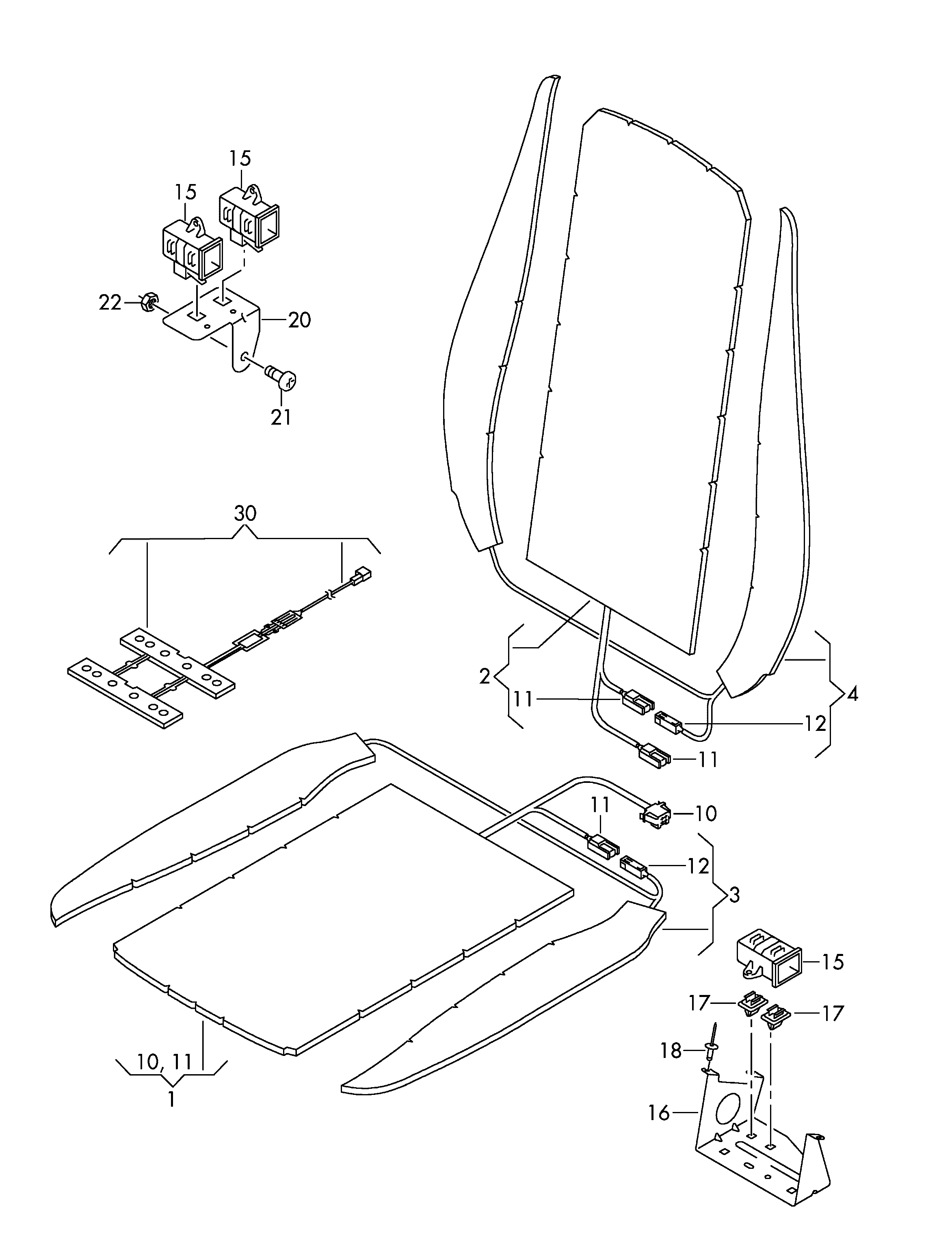 inlay for seat occupied
sensor - Touareg(TOUA)  