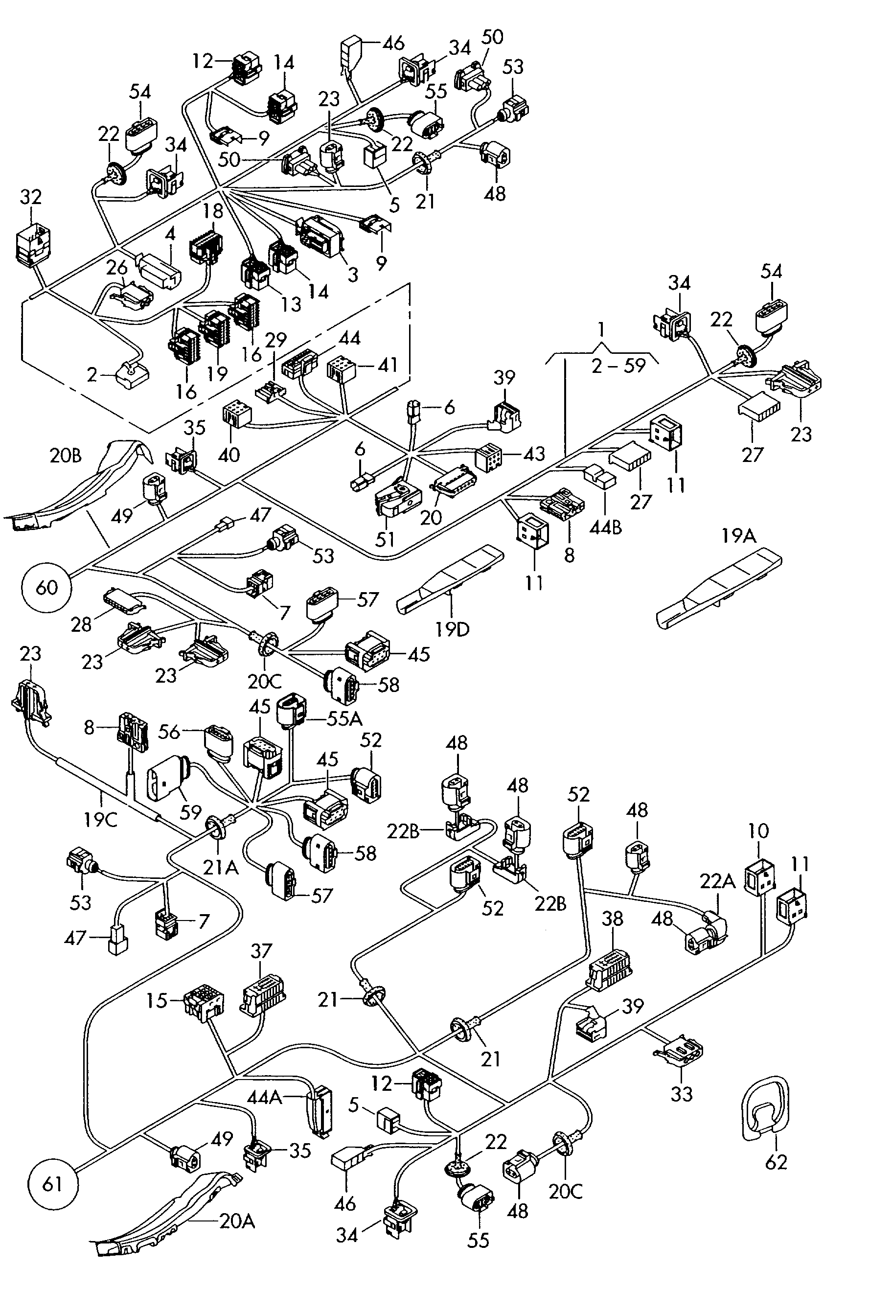 central wiring set; bracket - Touareg(TOUA)  