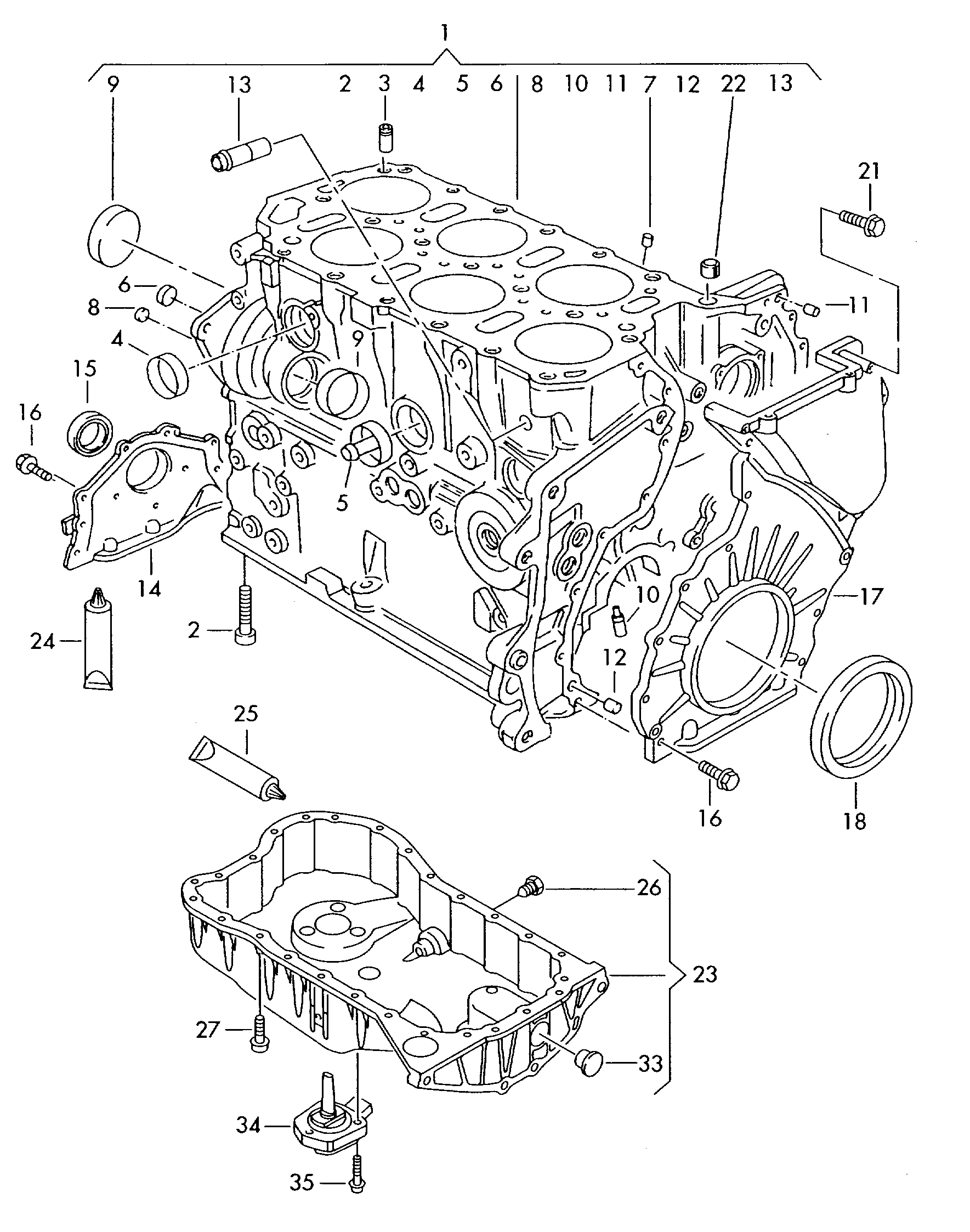 Zylinderkurbelgehaeuse; Oelwanne - Audi A3/S3/Sportb./Lim./qu(A3)  
