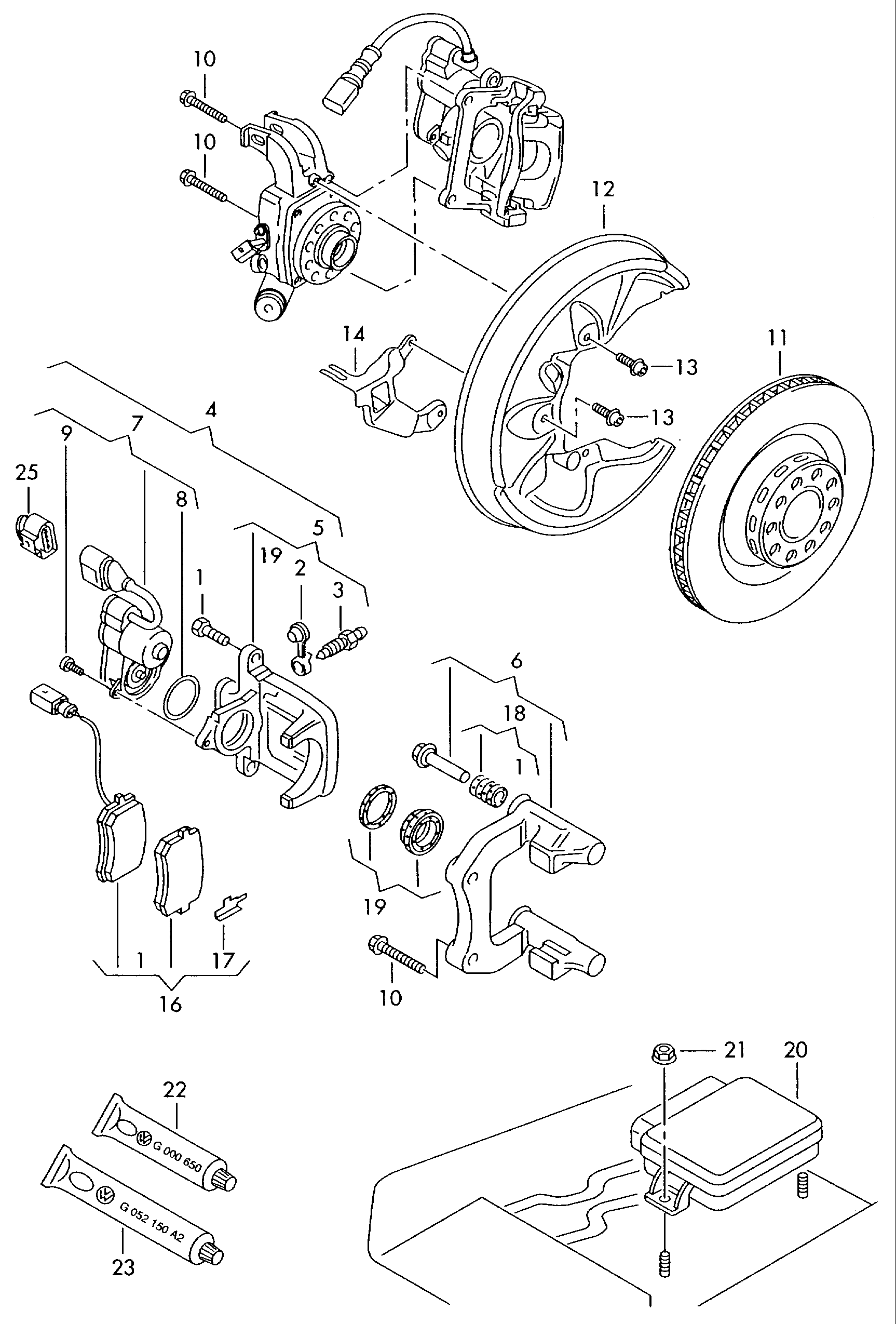 floating caliper brake; brake caliper housing; bra... - Audi A6/Avant(A6)  