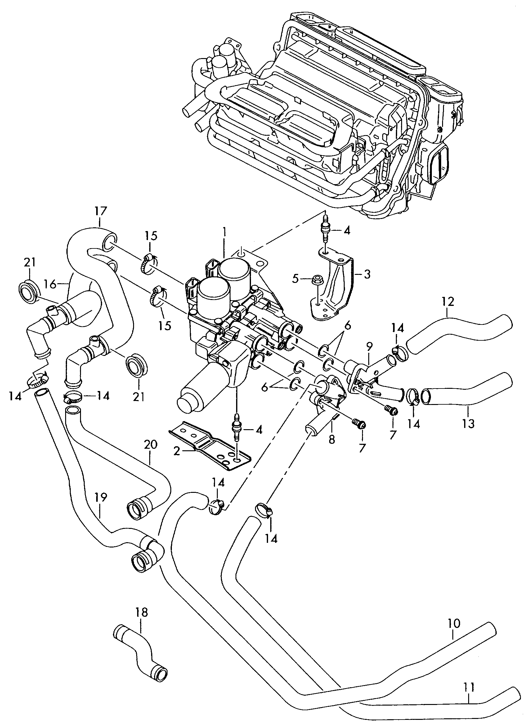 coolant hoses and
pipes; valve unit - Audi A8(A8)  