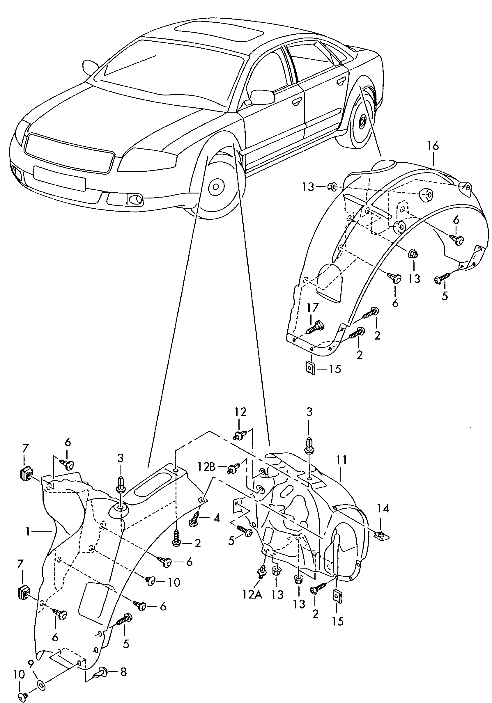 wheel housing liner - Audi A8(A8)  