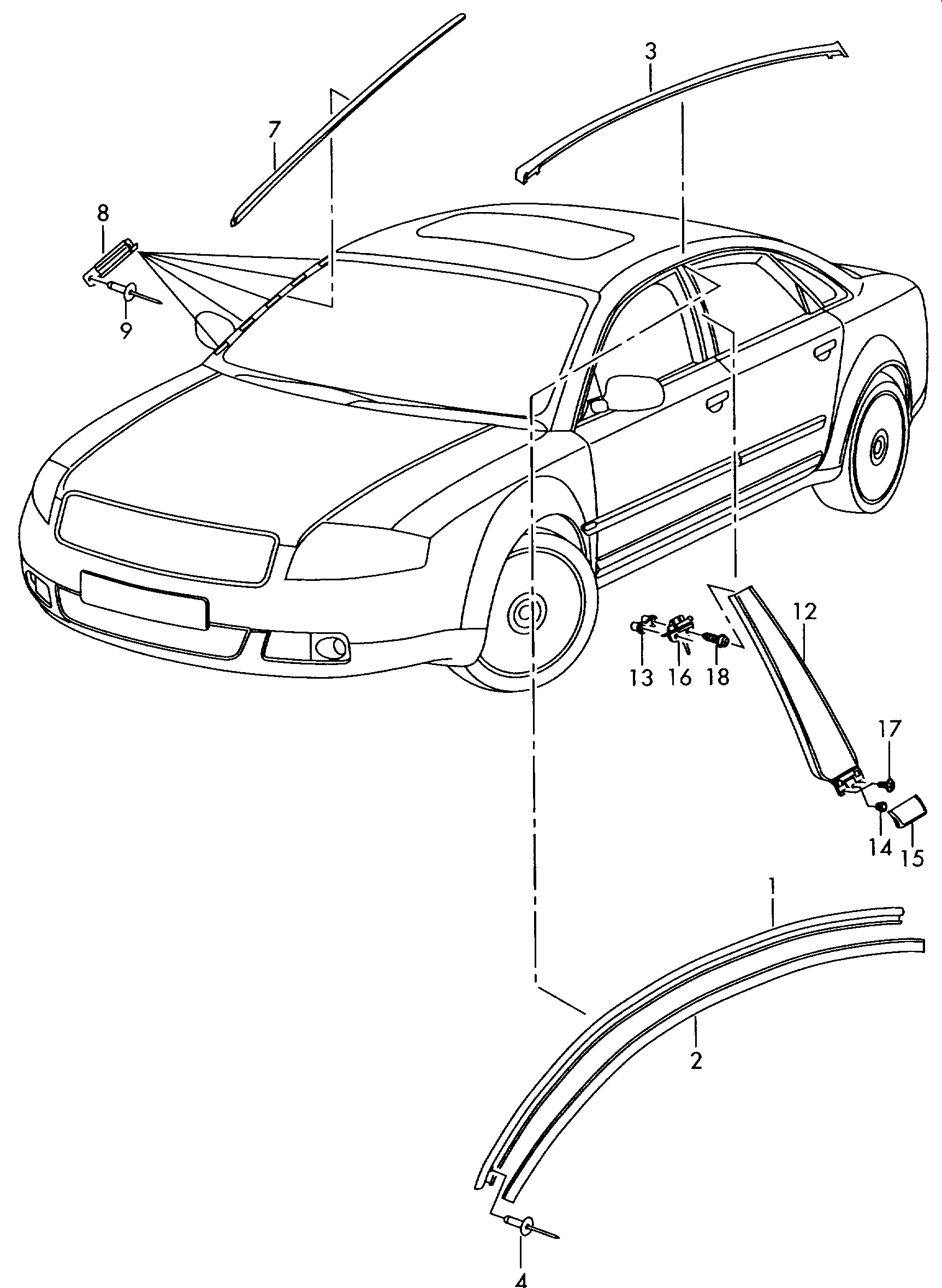 trim for pillar b - Audi A8(A8)  